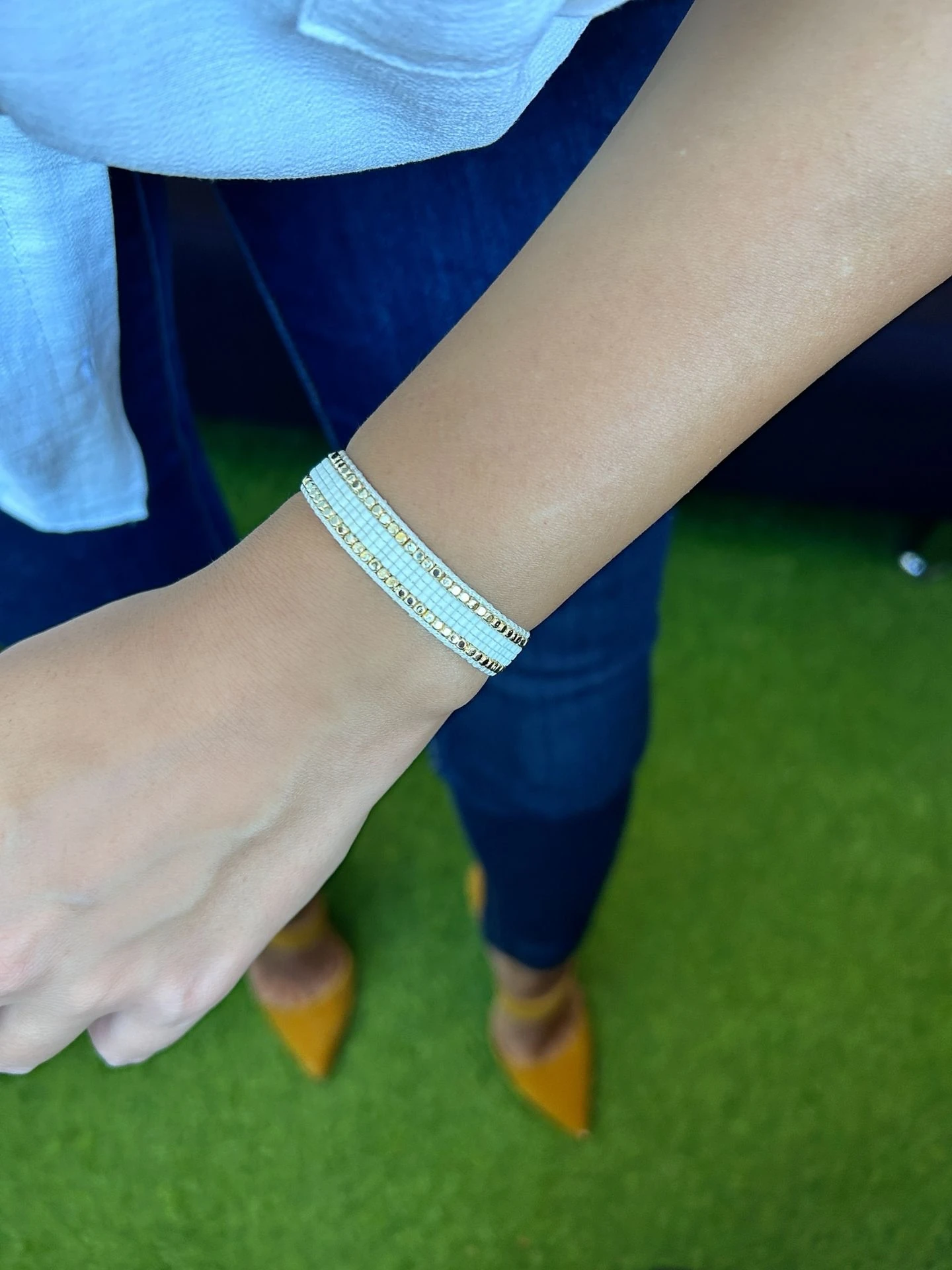 Gold Taş Detay Miyuki Bileklik