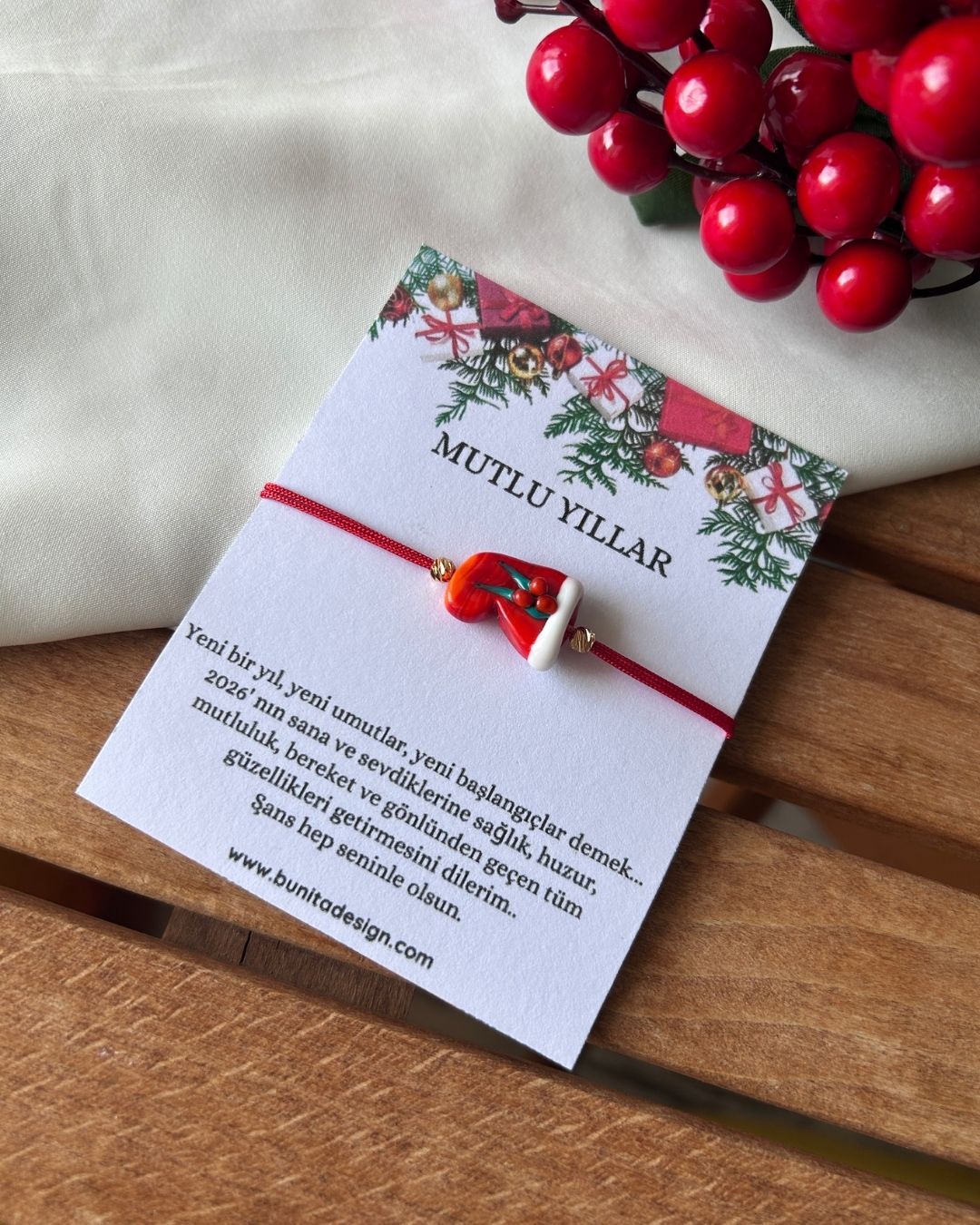 Murano Cam Kokinalı Çorap Adam Yeni Yıl Konsept Bileklik