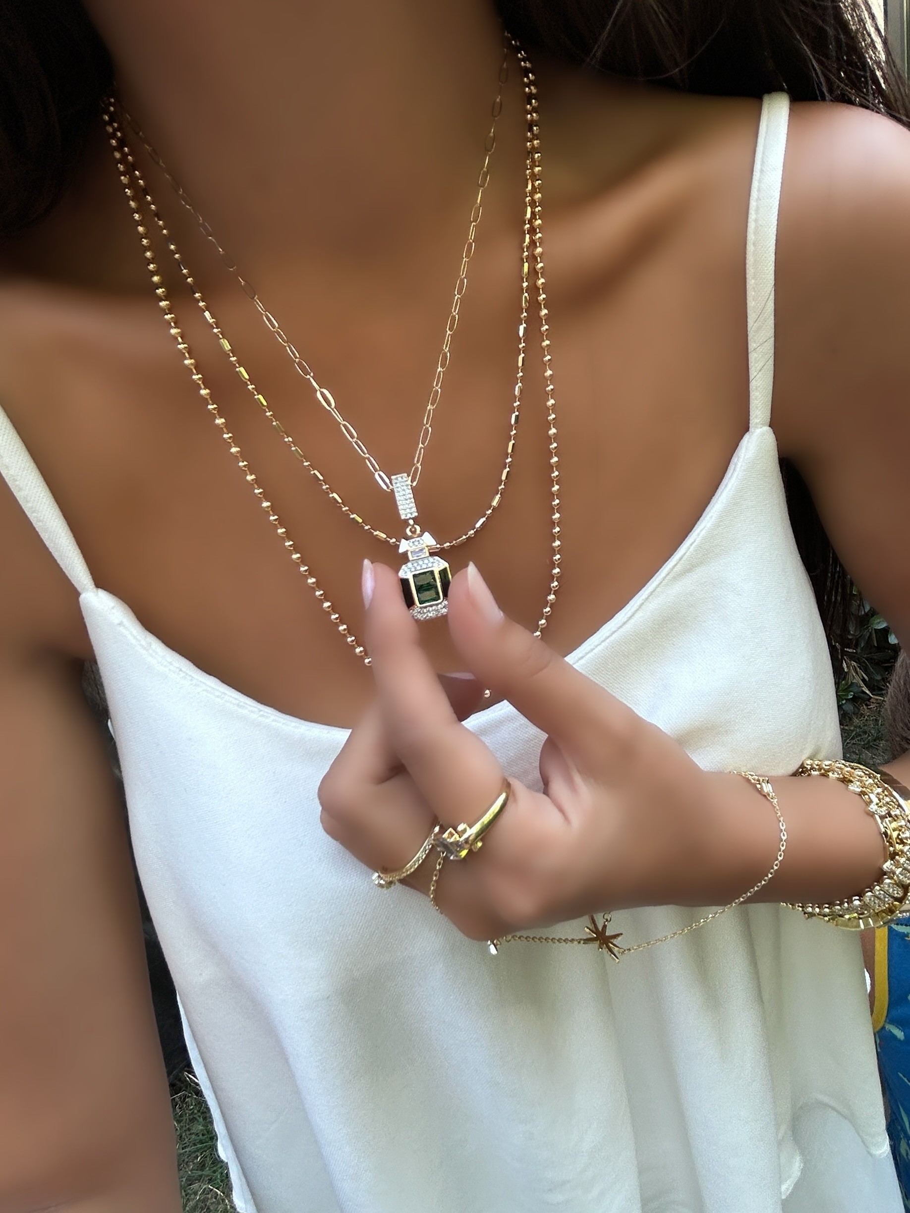 Vip Özel Seri 18K Üçlü Kombin Kolye