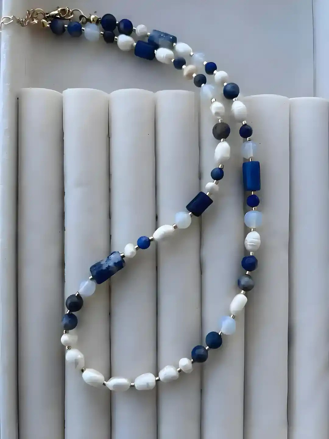 Royal Harmony: Lapis, Barok İnci & Opal Taşlı Özel Tasarım Kolye