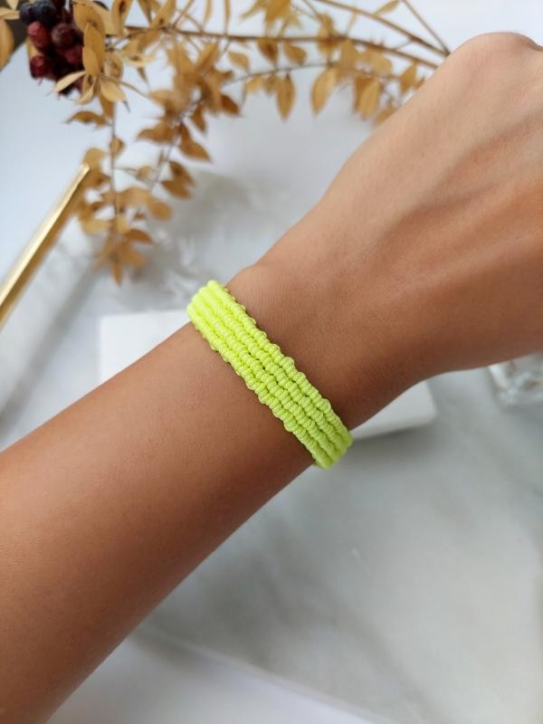 Neon Sarı Makrome Bileklik