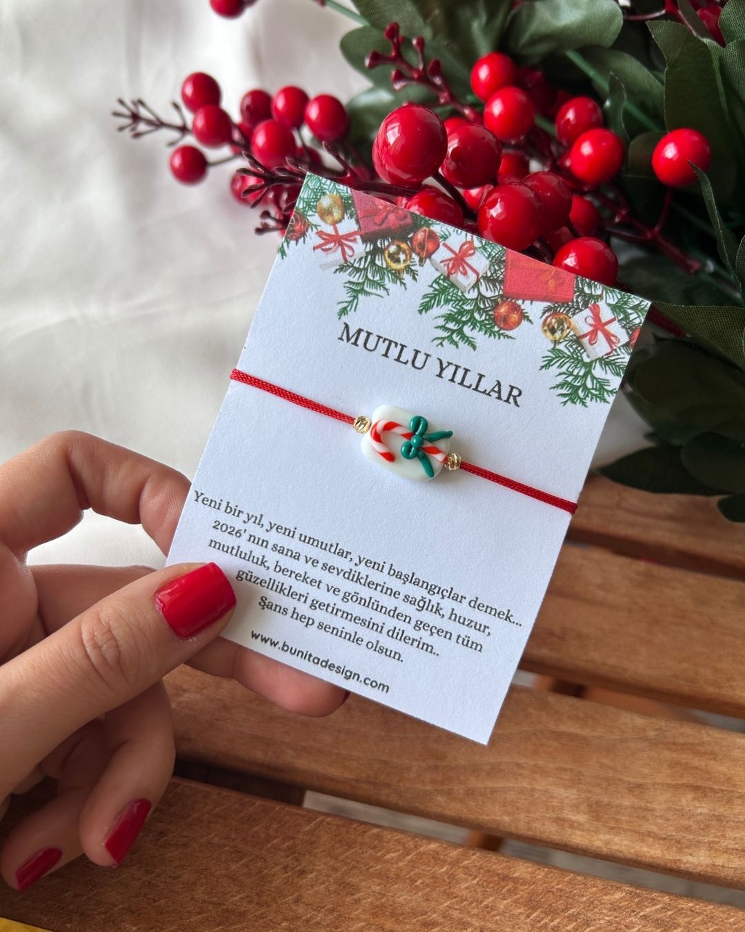 Murano Cam Yılbaşı Şekeri Yeni Yıl Konsept Bileklik