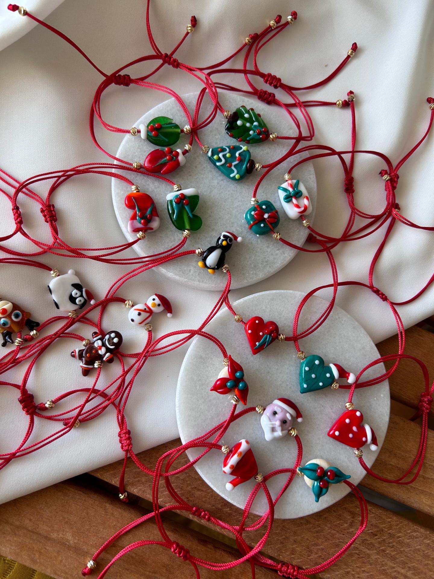 Murano Cam Şapkalı Yeşil Kalp Yeni Yıl Konsept Bileklik