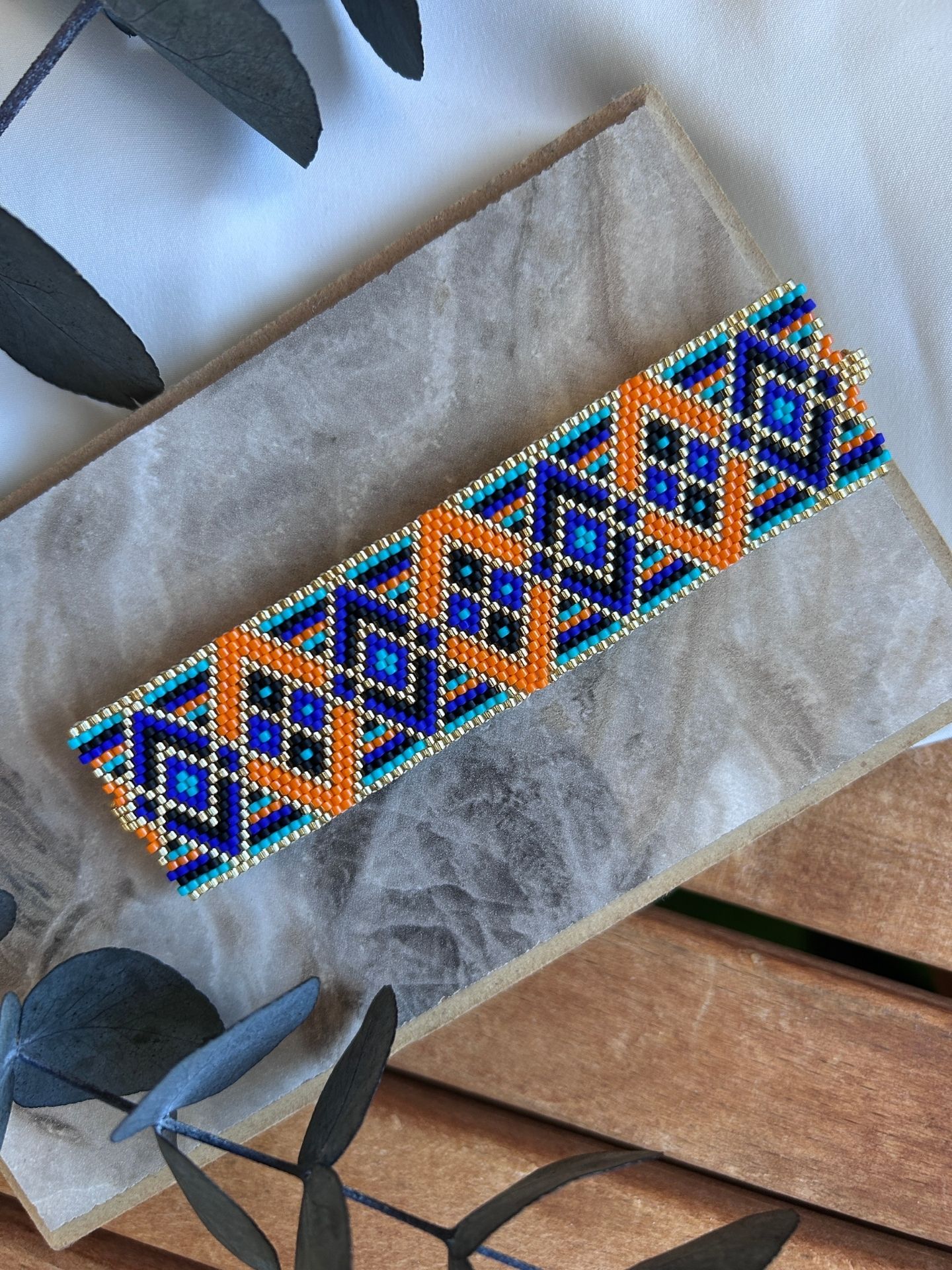 Tasarım Geometrik Desen Turuncu Miyuki Bileklik