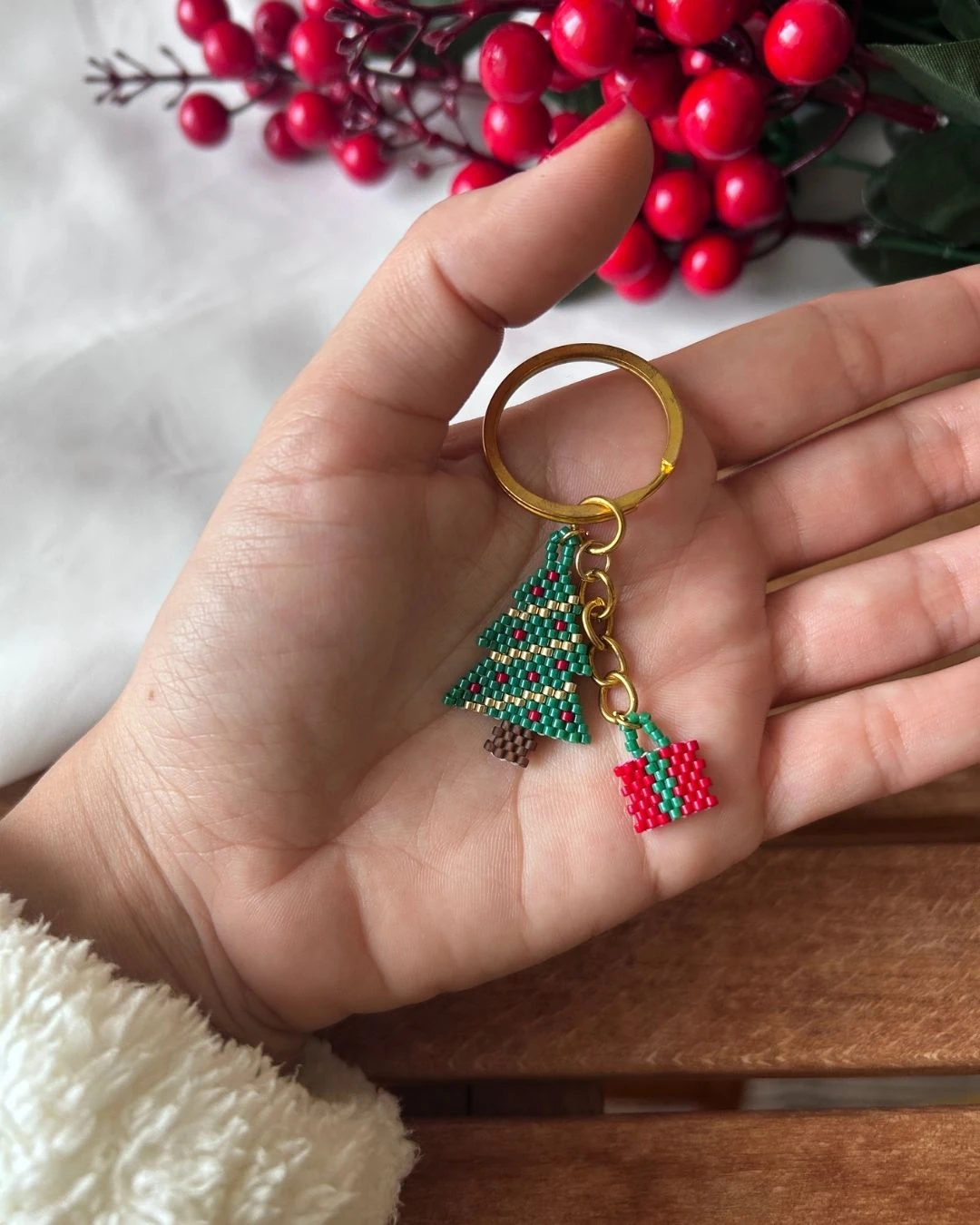 Çam Ağacı Motifli İkili Miyuki Tasarım Aksesuar