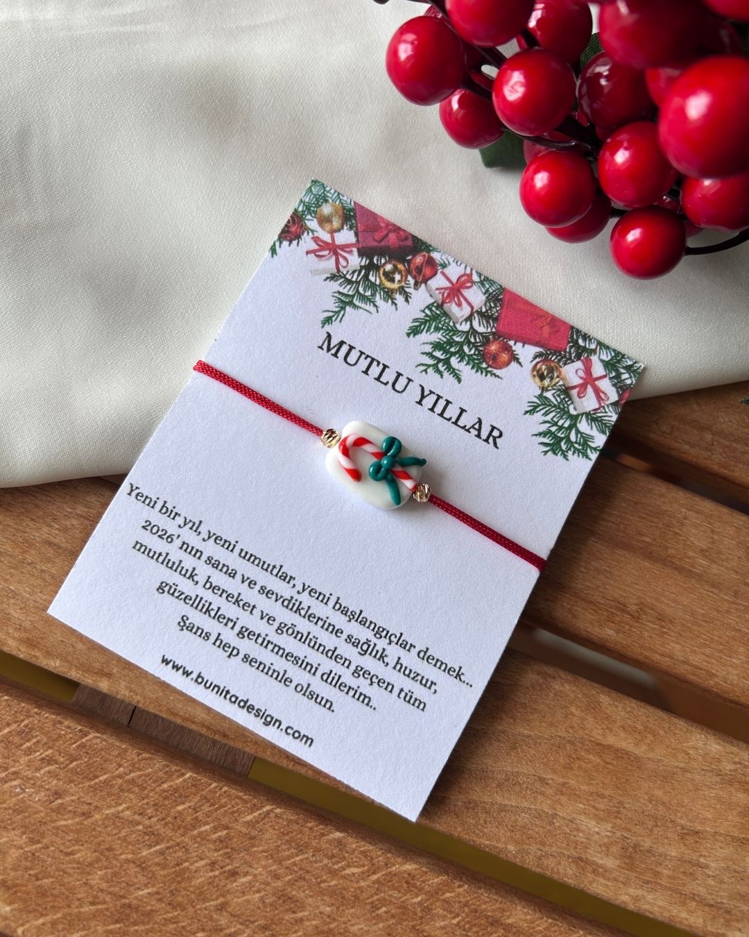 Murano Cam Yılbaşı Şekeri Yeni Yıl Konsept Bileklik