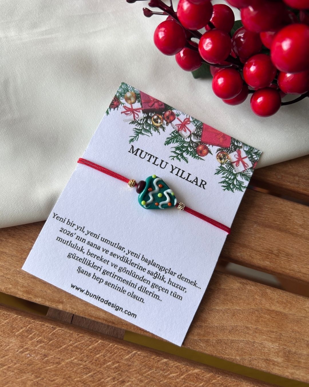 Murano Cam Noel Ağacı Yeni Yıl Konsept Bileklik