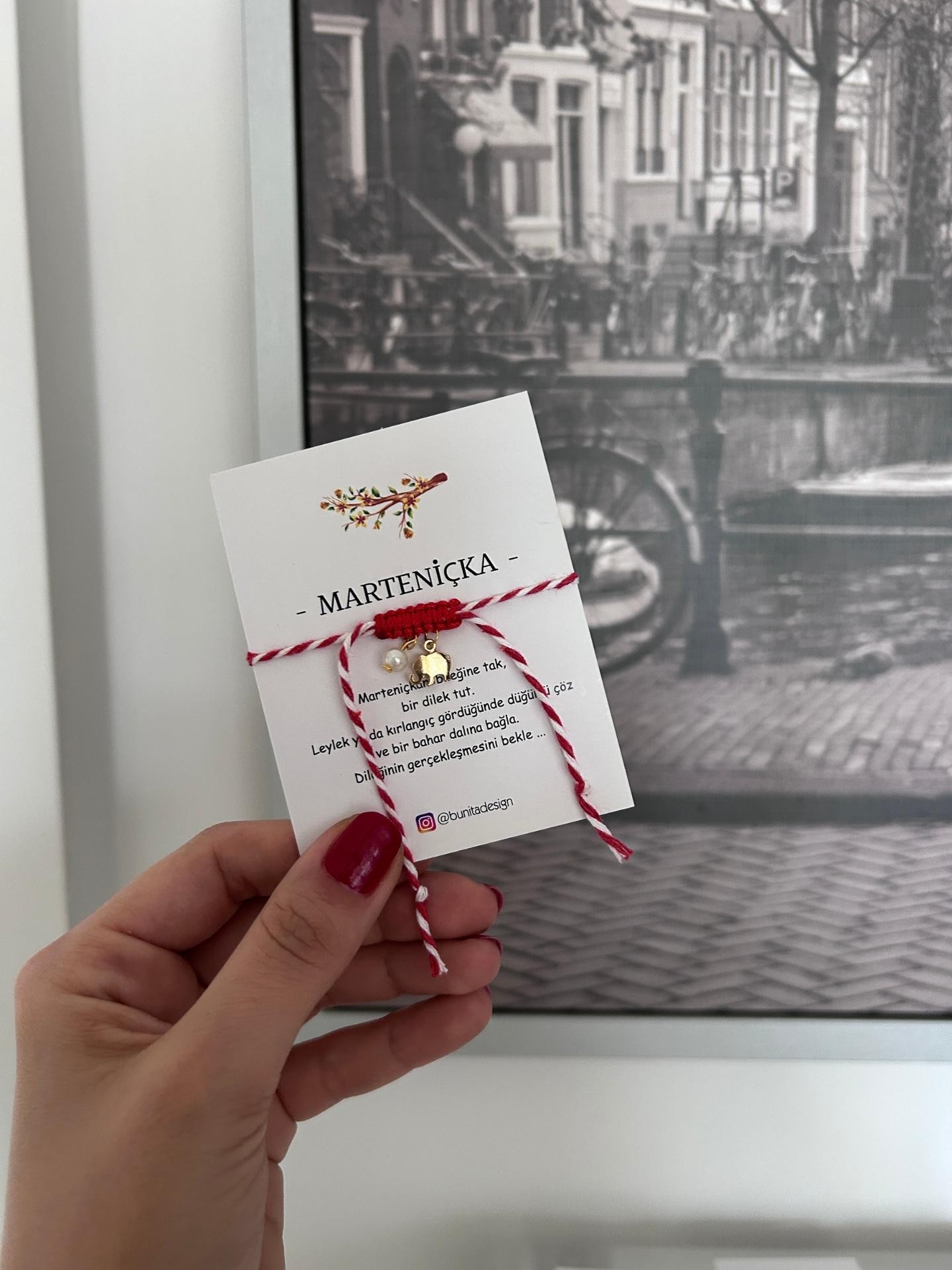 Fil ve İnci Charm Marteniçka Dilek Bilekliği