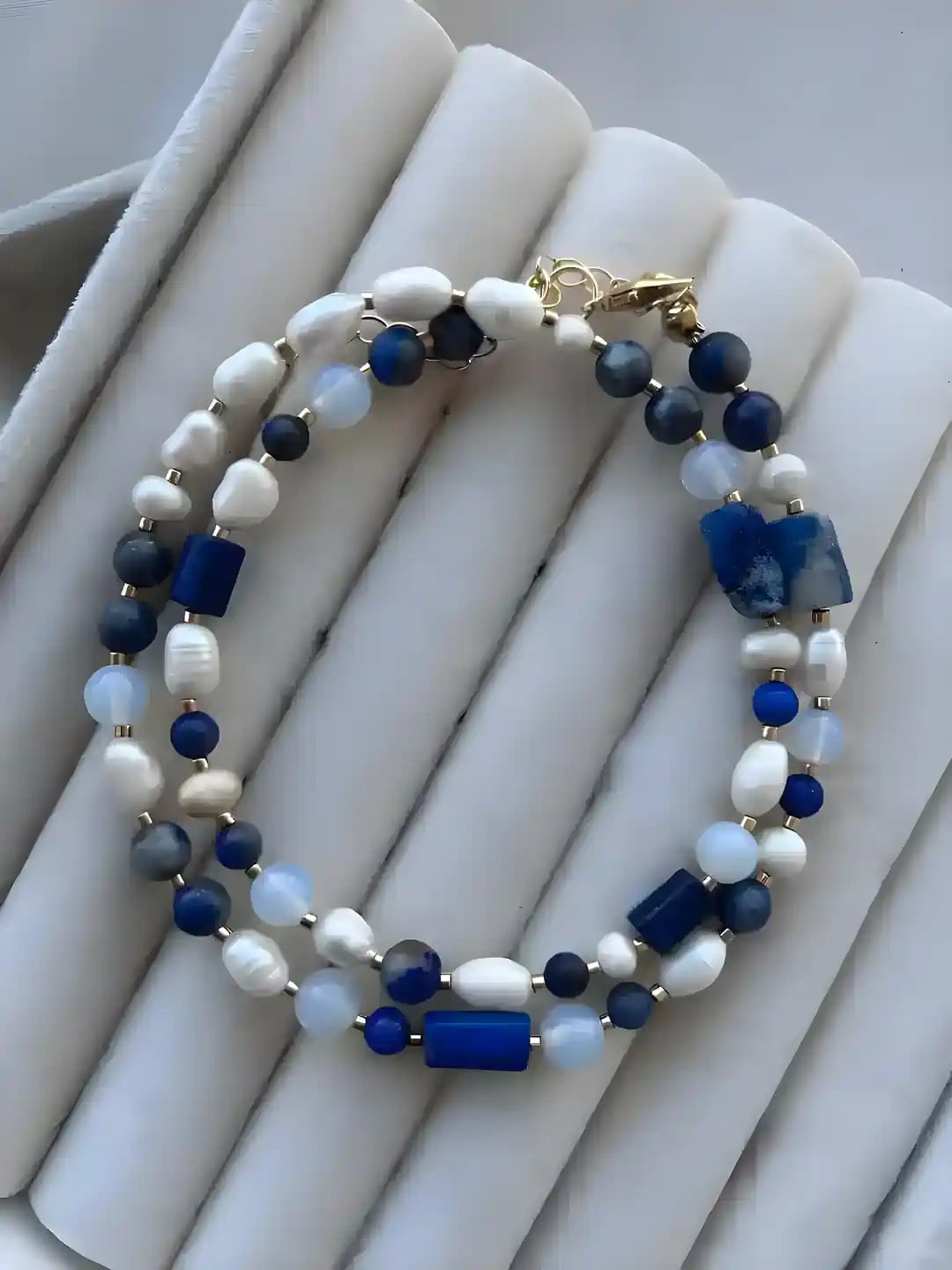 Royal Harmony: Lapis, Barok İnci & Opal Taşlı Özel Tasarım Kolye