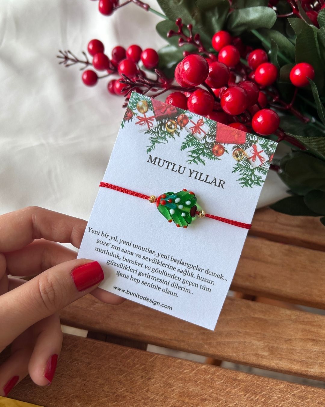 Murano Cam Noel Ağacı Yeni Yıl Konsept Bileklik