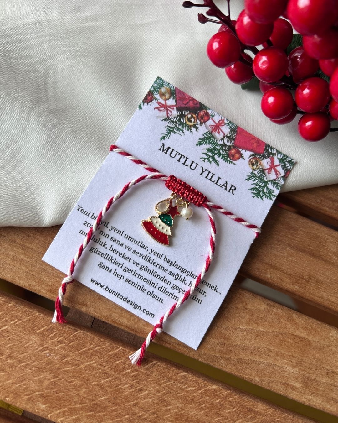 Renkli Yılbaşı Ağacı Figürlü Charm Detay Yeni Yıl Konsept Bileklik