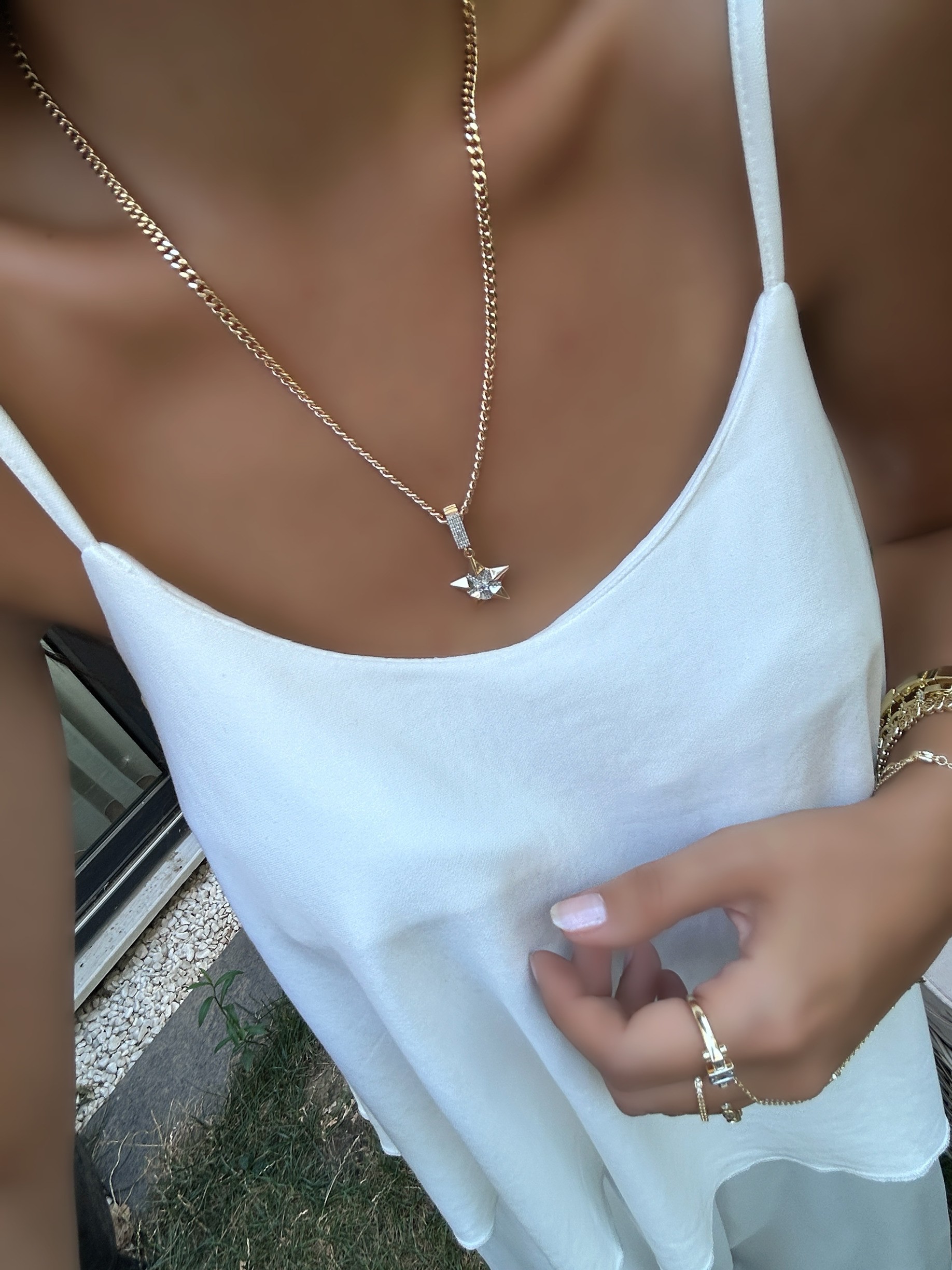 Vip Özel Seri 18K Taşlı Yıldız Tasarım Kolye