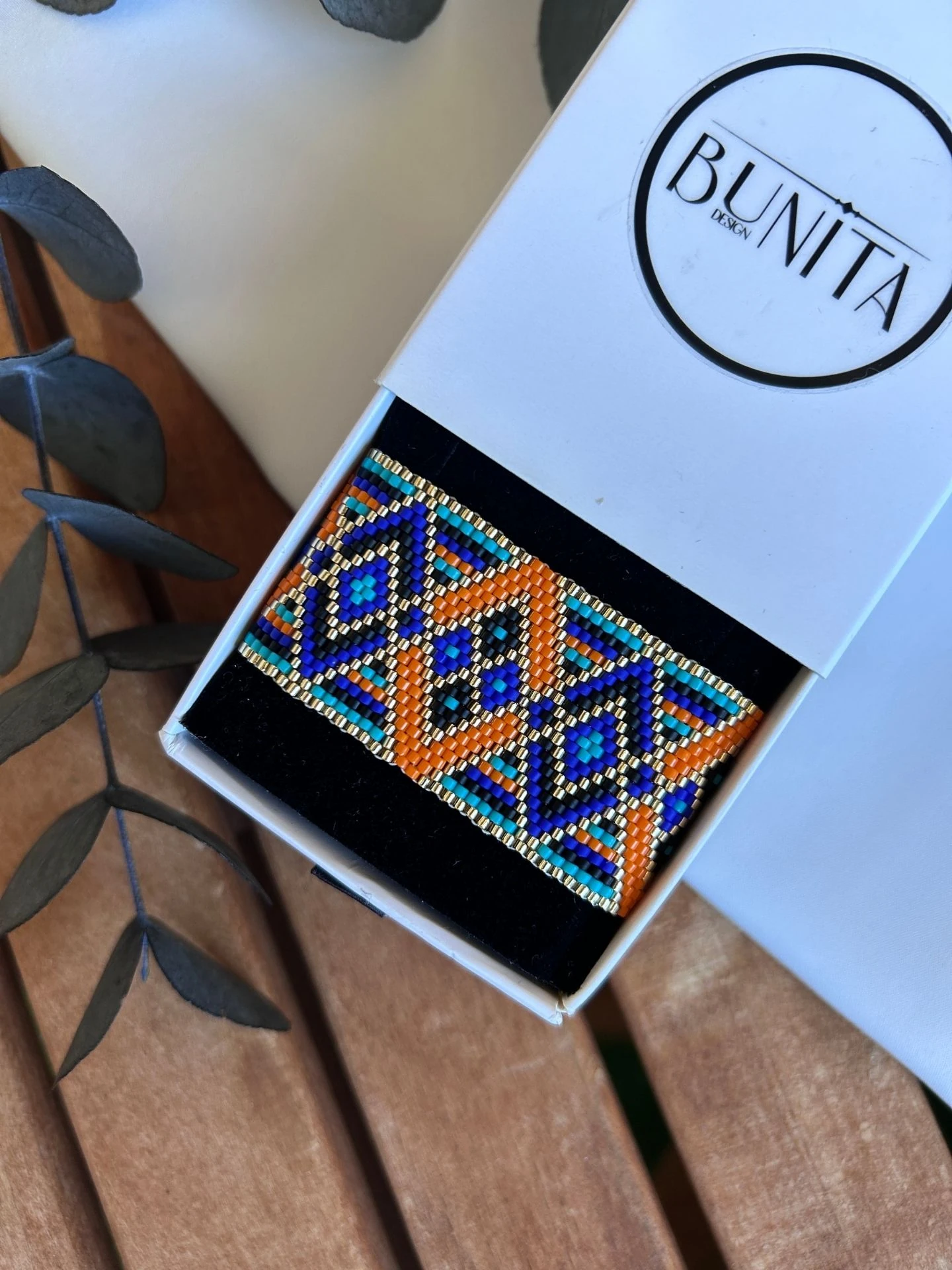 Tasarım Geometrik Desen Turuncu Miyuki Bileklik