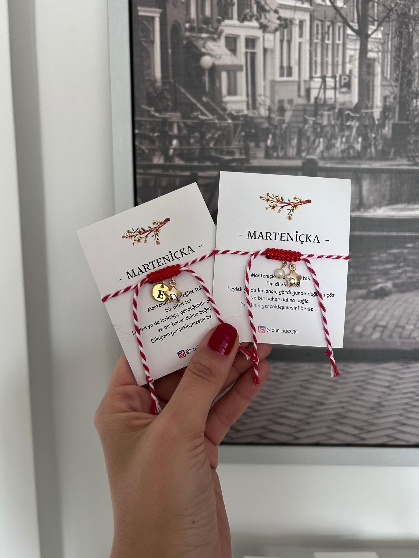Bombe Yıldız ve İnci Charm Marteniçka Dilek Bilekliği