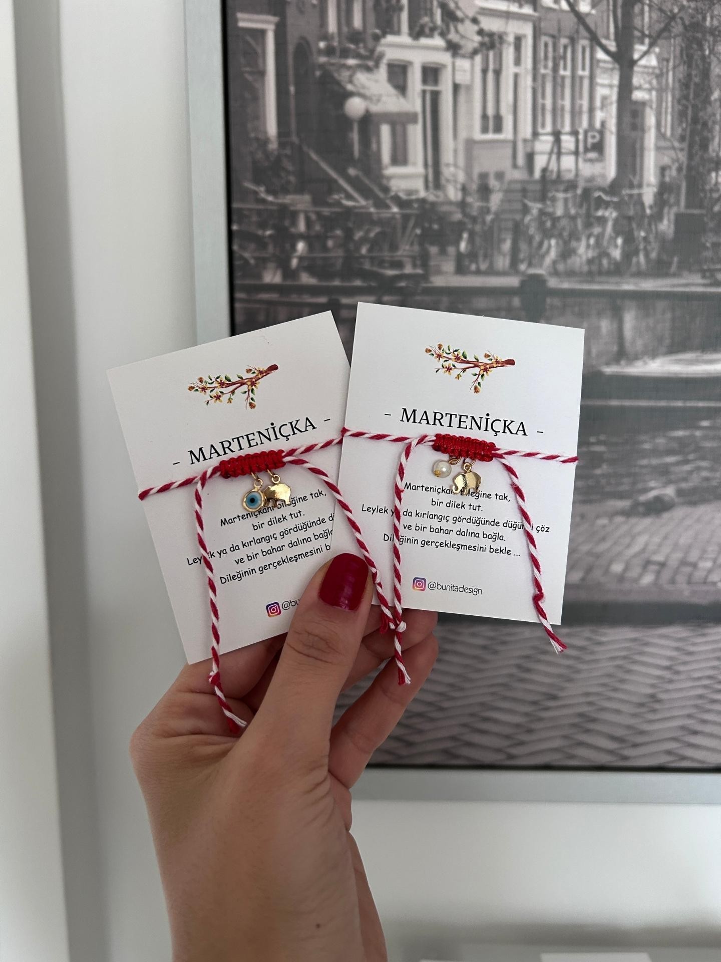 Fil ve İnci Charm Marteniçka Dilek Bilekliği