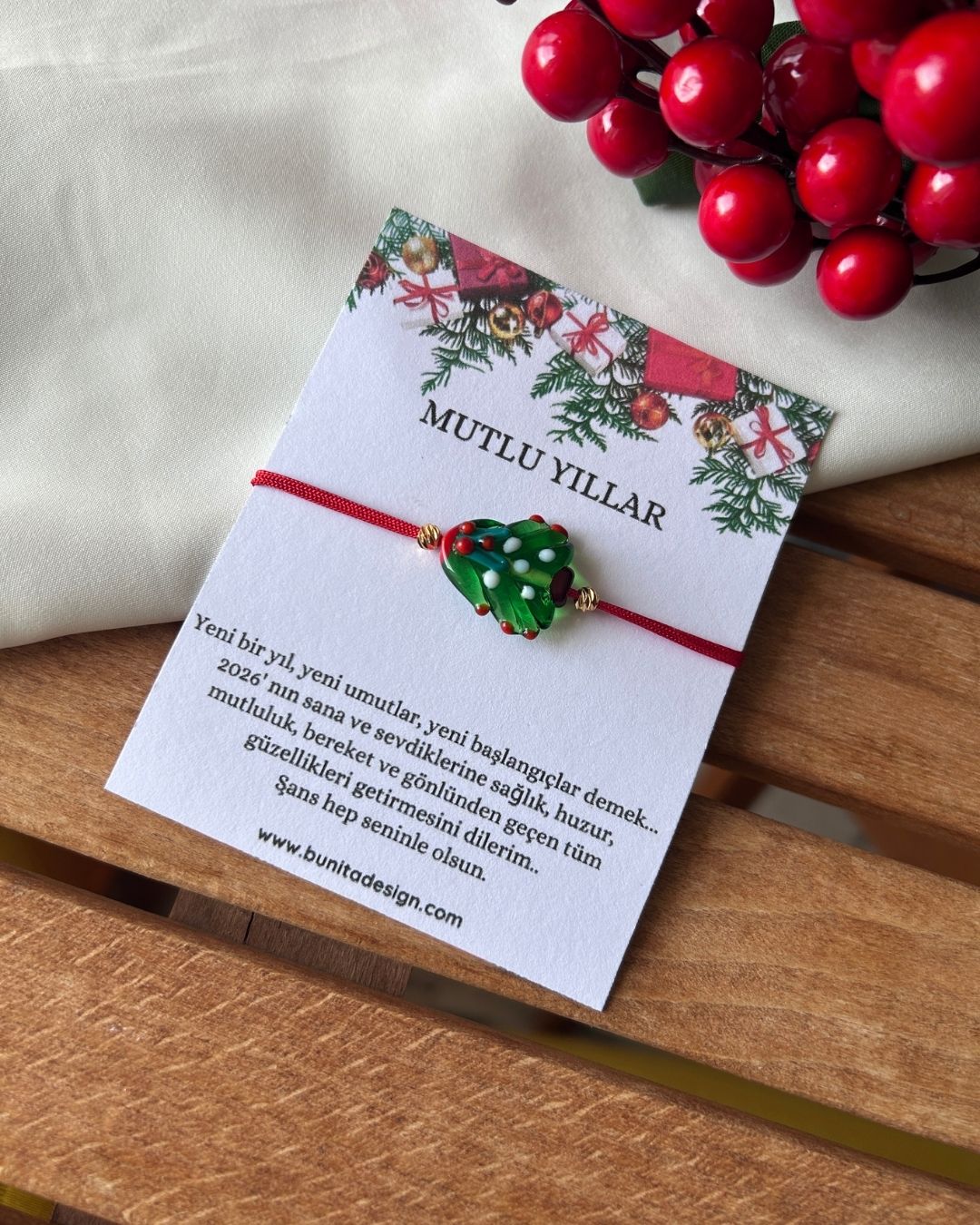 Murano Cam Noel Ağacı Yeni Yıl Konsept Bileklik