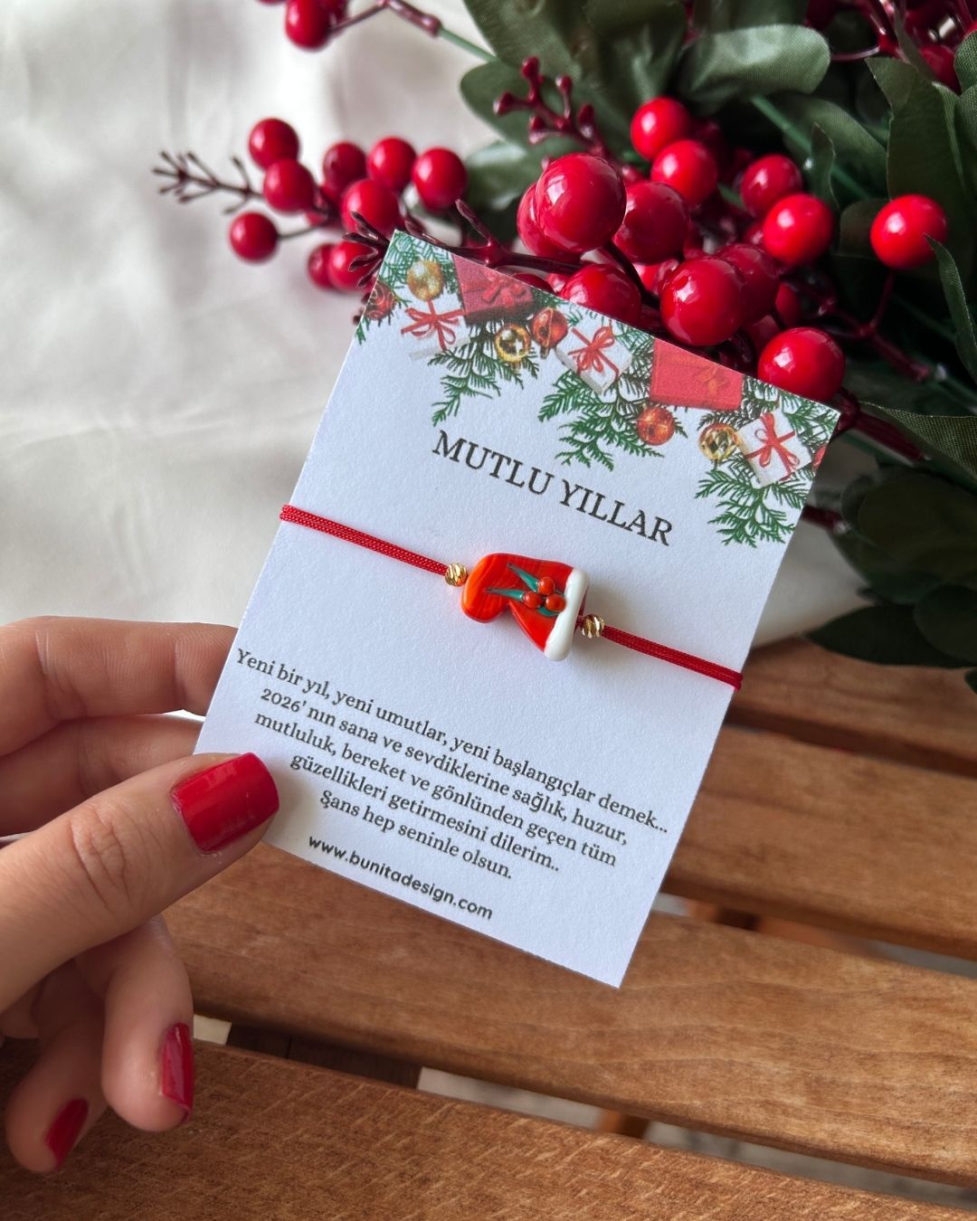 Murano Cam Kokinalı Çorap Adam Yeni Yıl Konsept Bileklik