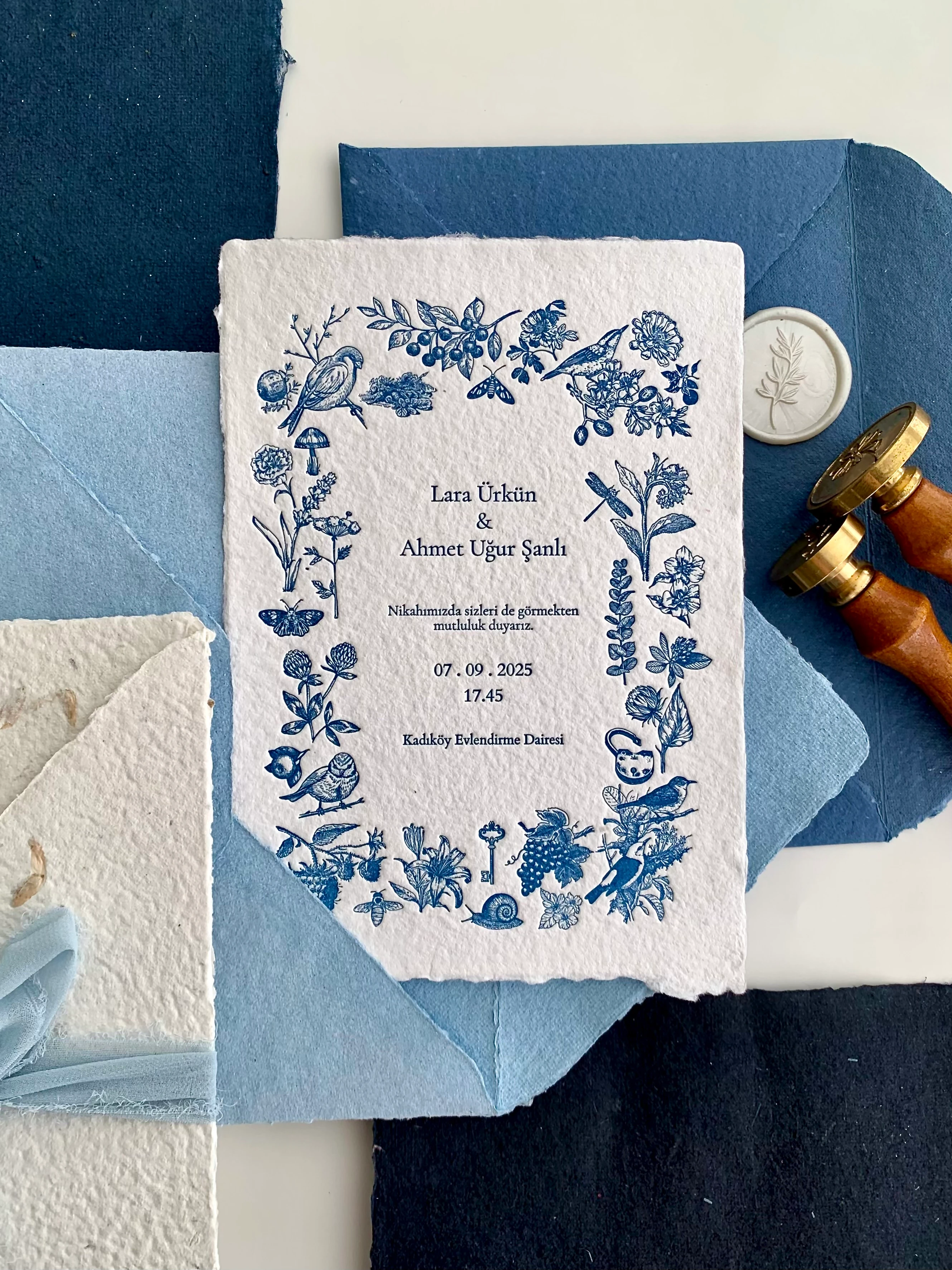 EL YAPIMI KAĞITTAN PREMİUM DAVETİYE SETİ