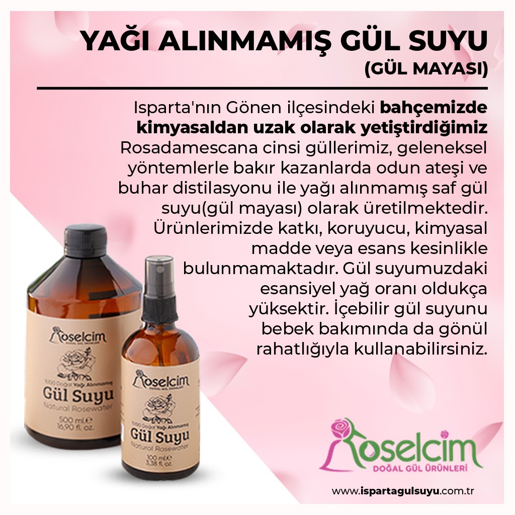 Yağı Alınmamış Doğal Gül Suyu 1000ml (Gül Mayası)