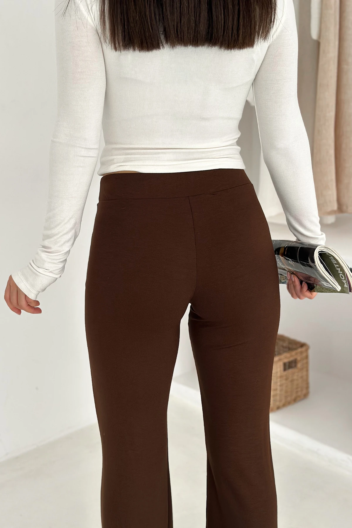 Kadın Yüksek Bel İspanyol Paça Tayt – Retro & Şehirli Stil