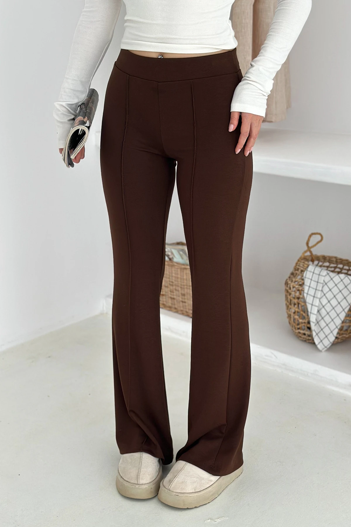 Kadın Yüksek Bel İspanyol Paça Tayt – Retro & Şehirli Stil