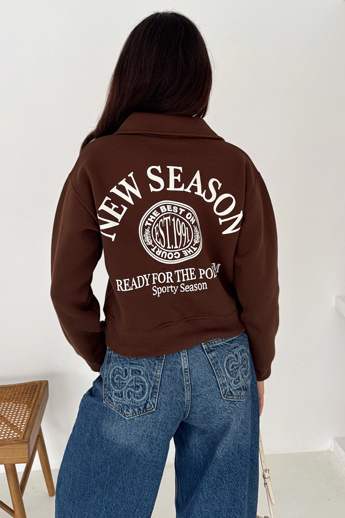 Kadın Baskılı Oversize Sweatshirt – Sporty Season 1992