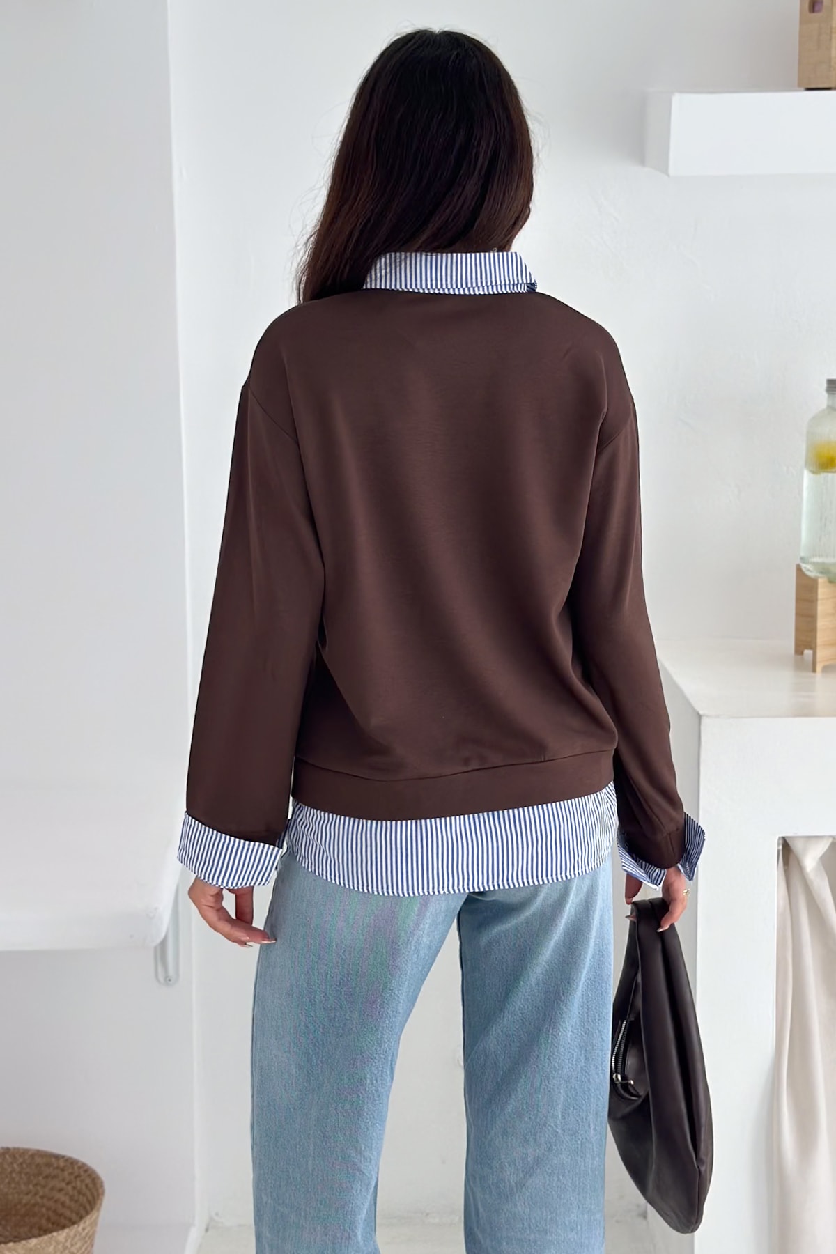 Kadın Nakış Peluş Ayıcık Figürlü Sweatshirt – Eğlenceli & Şehirli Stil