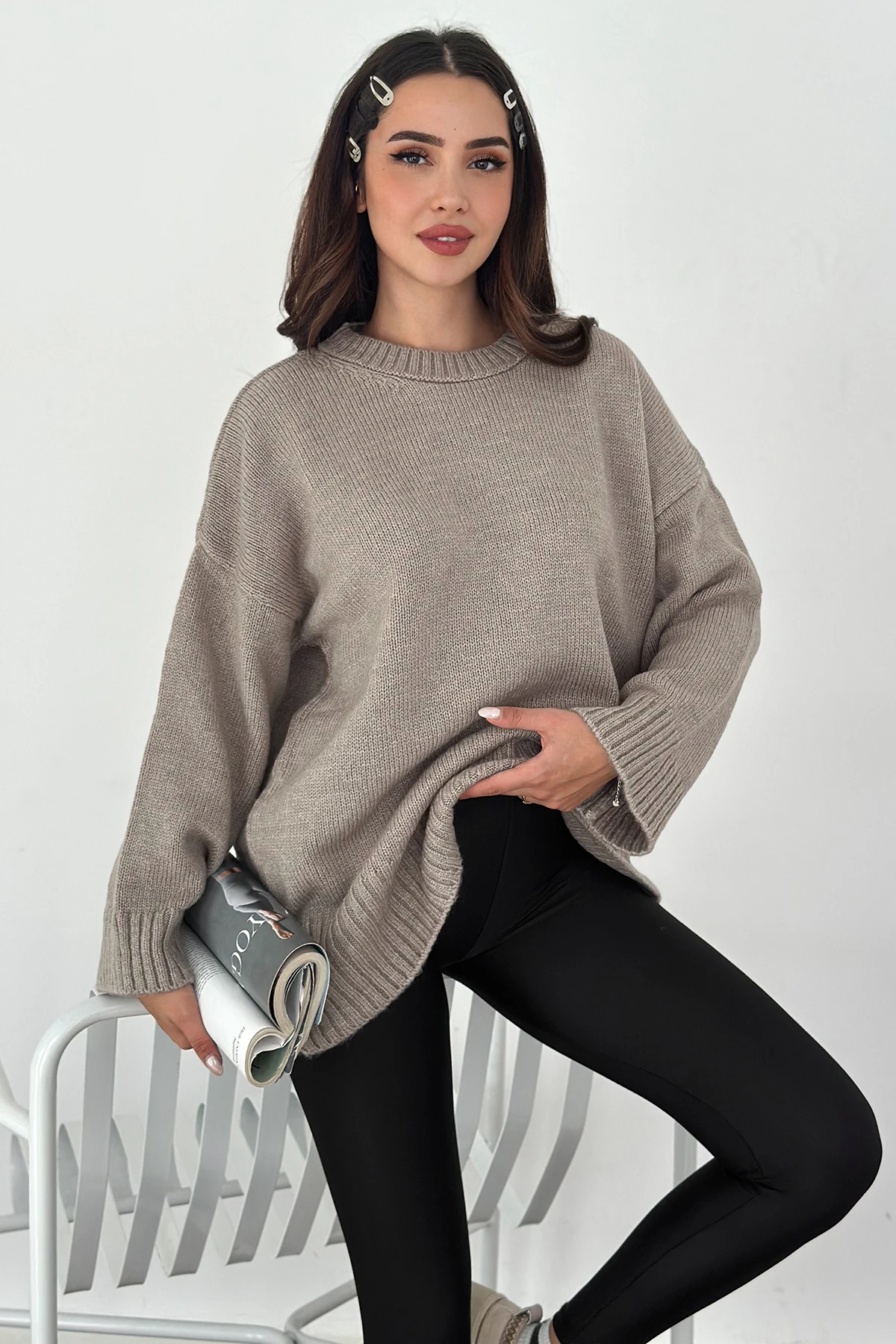 Kadın Oversize Triko Kazak – Rahat & Şehirli Stil