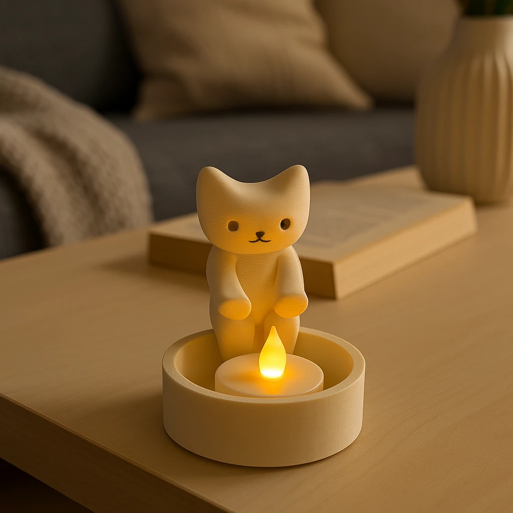 Patilerini Isıtan Kedi Figürü Tekli veya 2’li, Dekoratif Tealight LED, Sevimli Kedi Obje