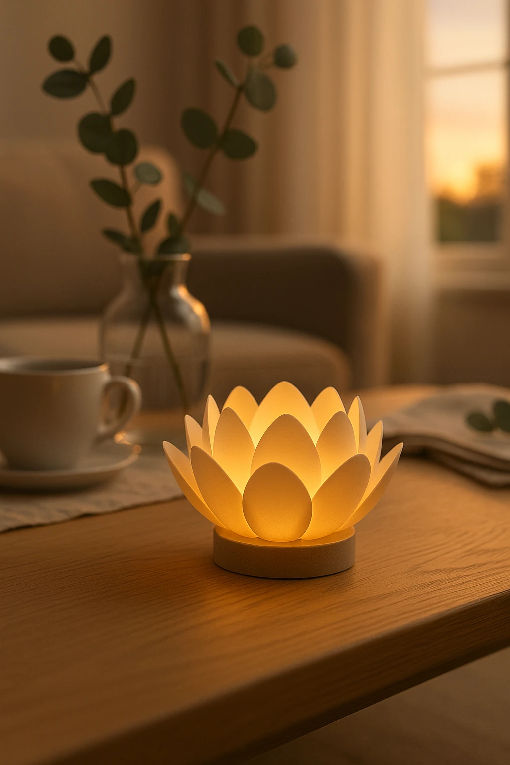 LED Işıklı Lotus Tealight Mumluk | Dekoratif & Şık Ortam Aydınlatması | Ev, Ofis, Hediye
