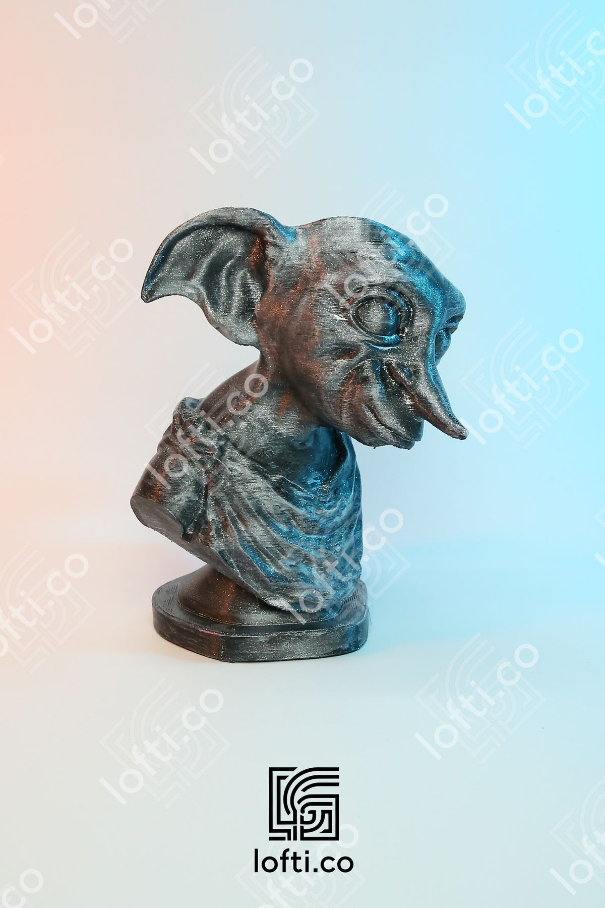 Dobby Figür - Dobby Büst - Heykel Figür - Metal Görünümlü Boyalı Plastik Obje 14 cm