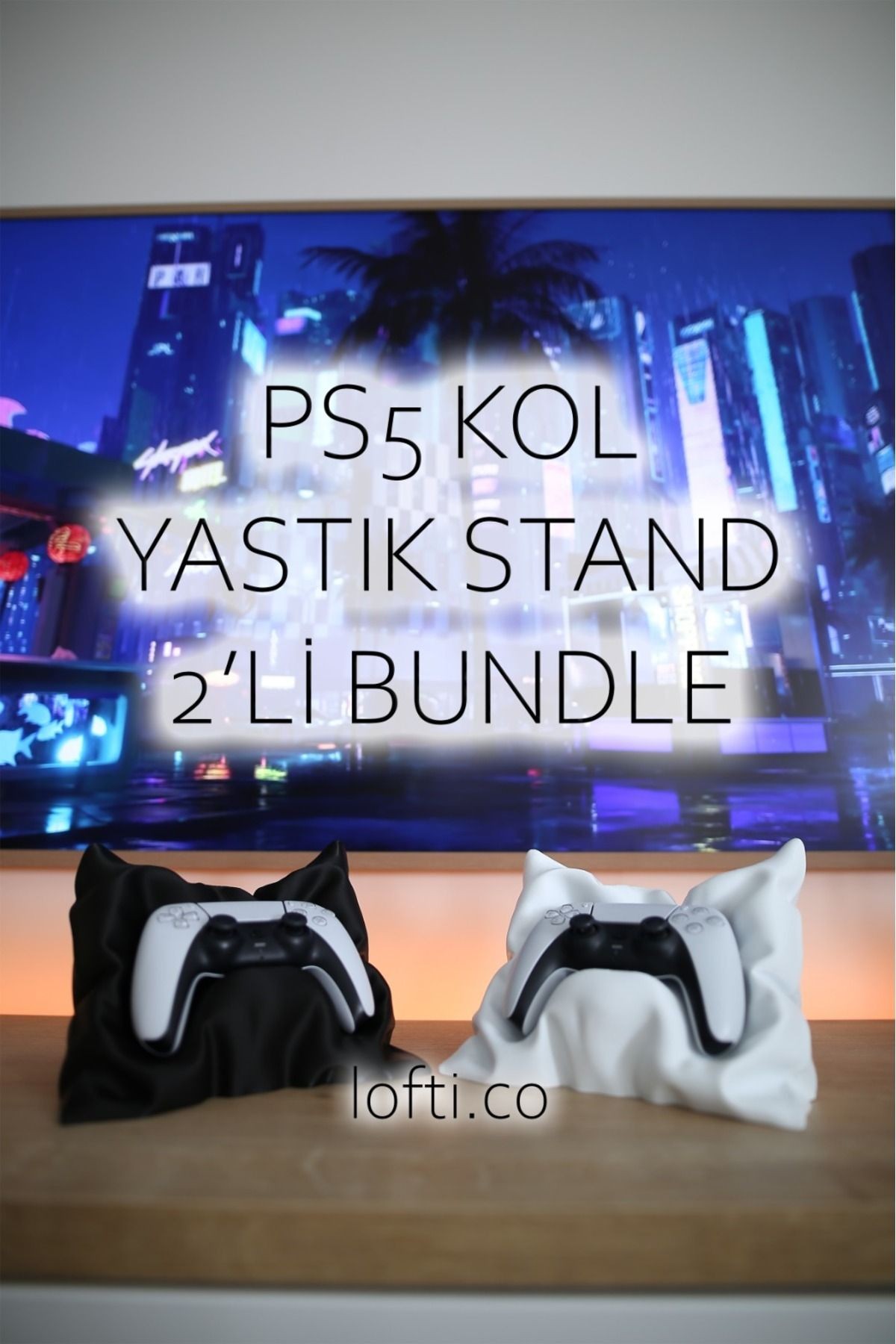 2’li Yastık Kol Tutucu - Dekoratif Joystick Standı Ps4-Ps5 Uyumlu - siyahbeyaz