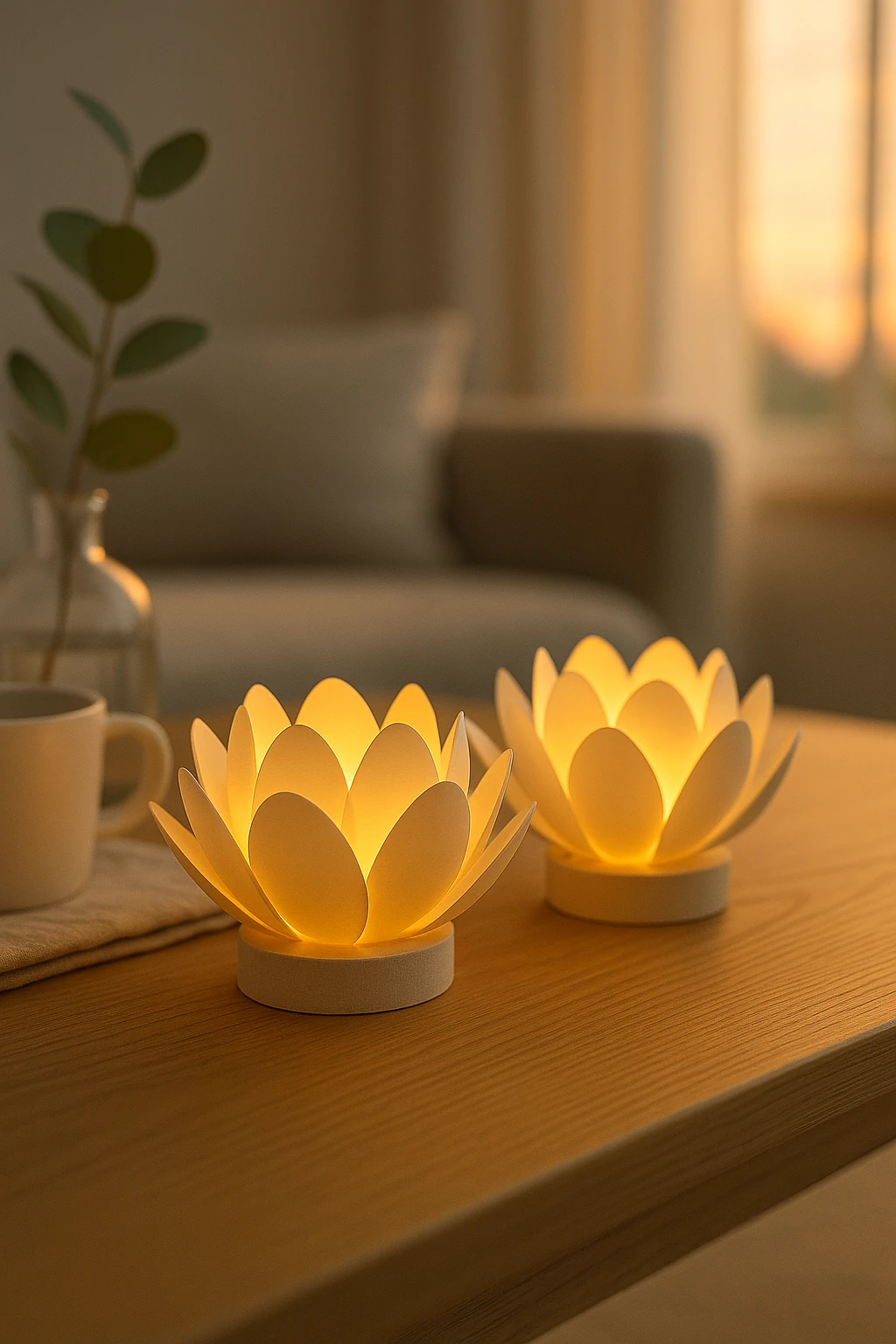 LED Işıklı Lotus Tealight Mumluk | Dekoratif & Şık Ortam Aydınlatması | Ev, Ofis, Hediye