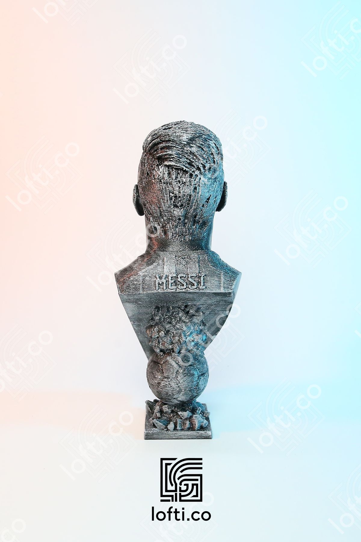 Messi Figür - Messi Büst - Metal Görünümlü Boyalı Plastik Obje 14 cm