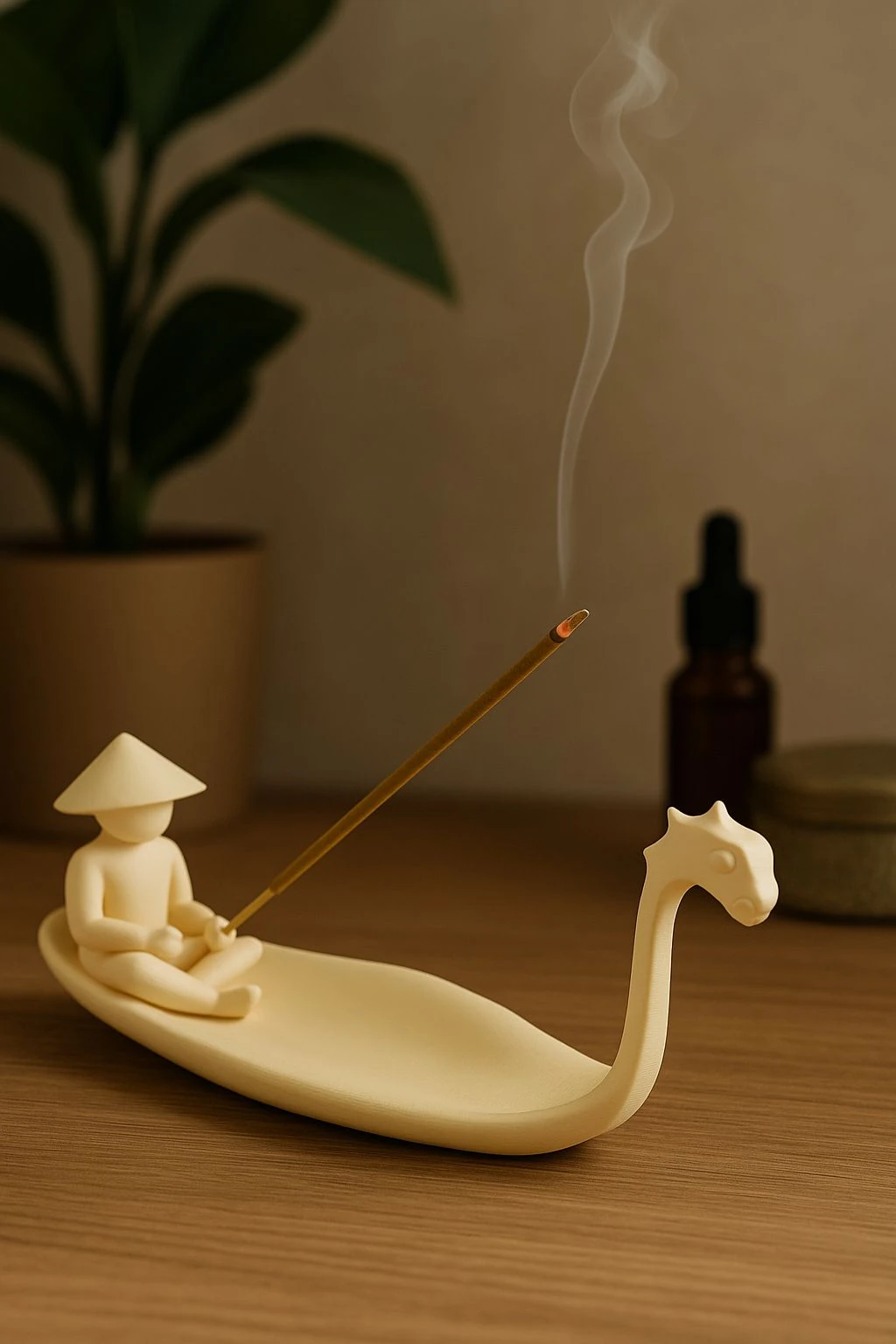 Tütsülük Uzak Doğulu Balıkçı, 27 cm Sade ve Şık Tütsü Tutucu