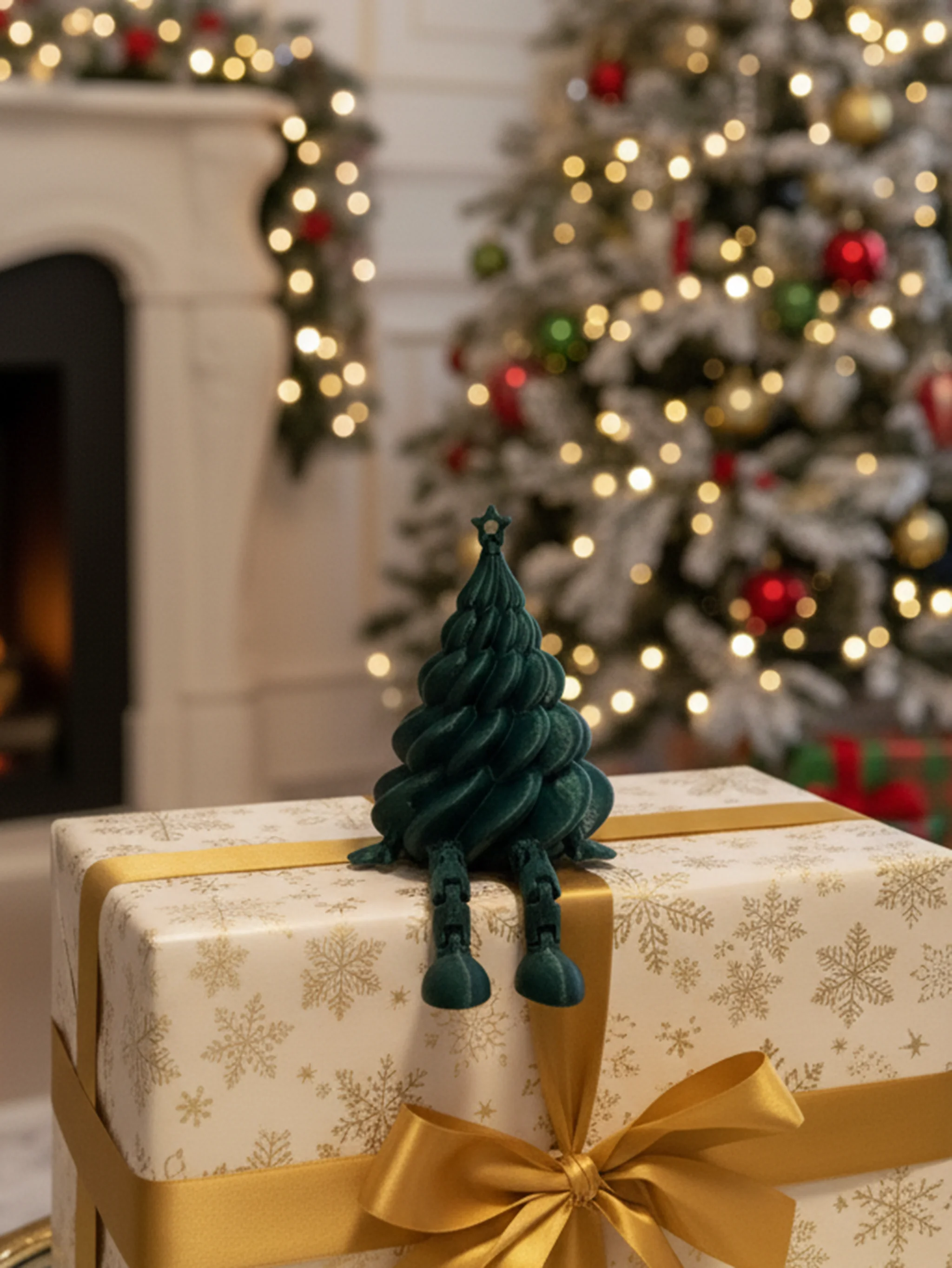 Hareketli Ayaklar 4'lü Yılbaşı Süsleme Seti 2026 - Melek, Yılbaşı Ağacı, Kozalak, Yılbaşı Topu