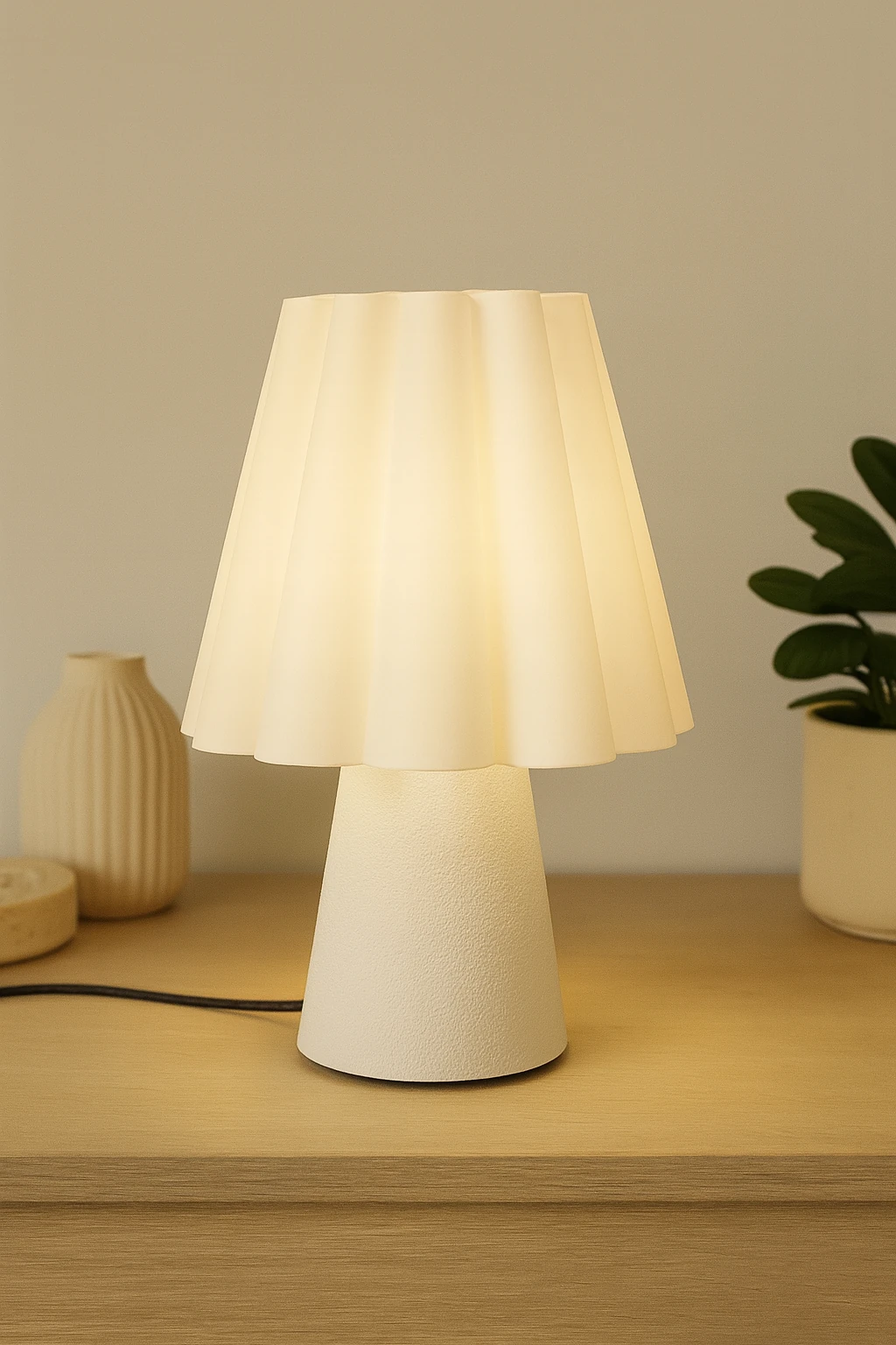 Curtain | 25 cm Abajur | 4 Renk Seçeneği – Modern & Dekoratif Masa Lambası / Yatak Odası & Salon Işığı