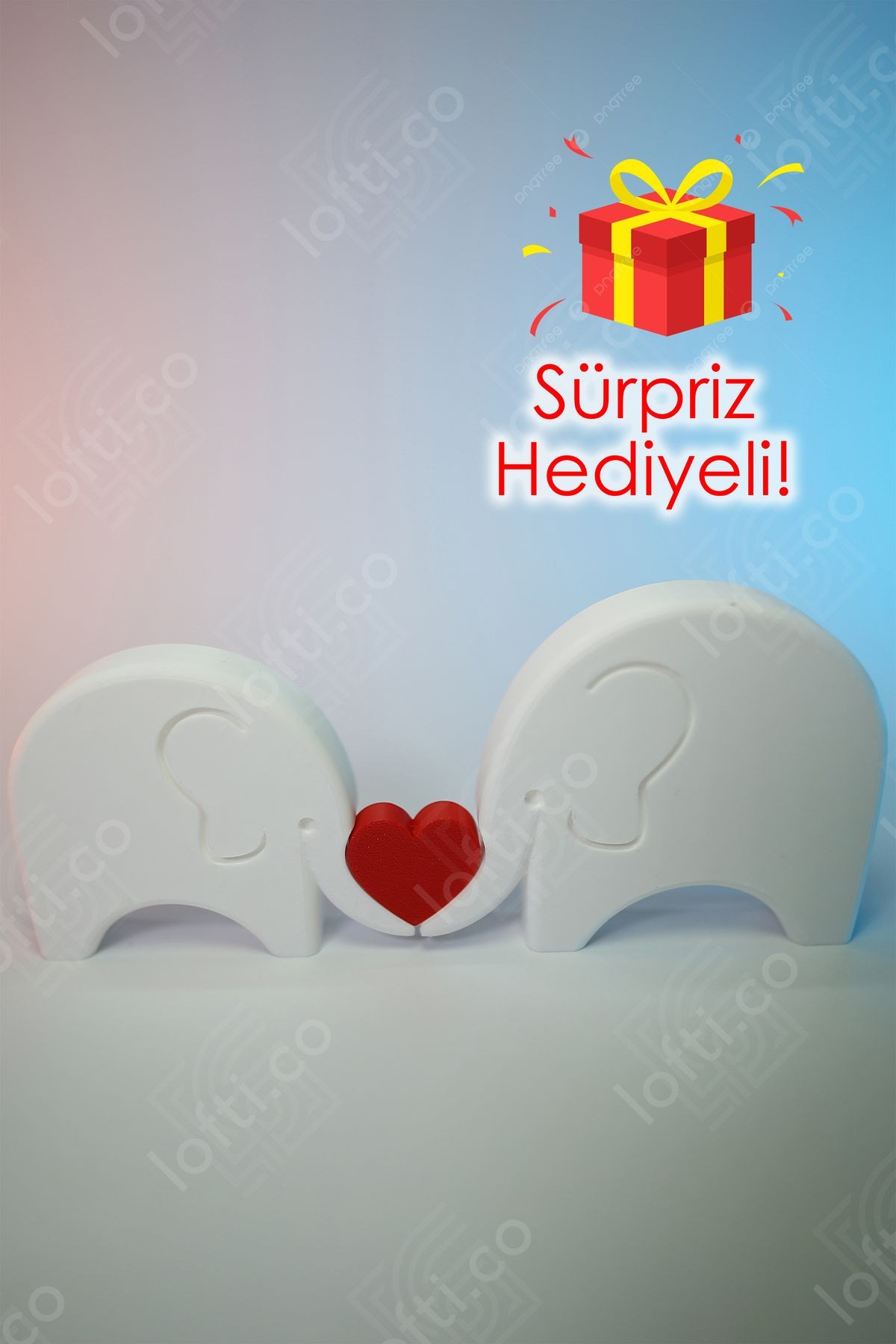 Kalpli Fil - Fil Şeklinde Dekoratif Obje - Sevgililer Günü Hediyesi Fil