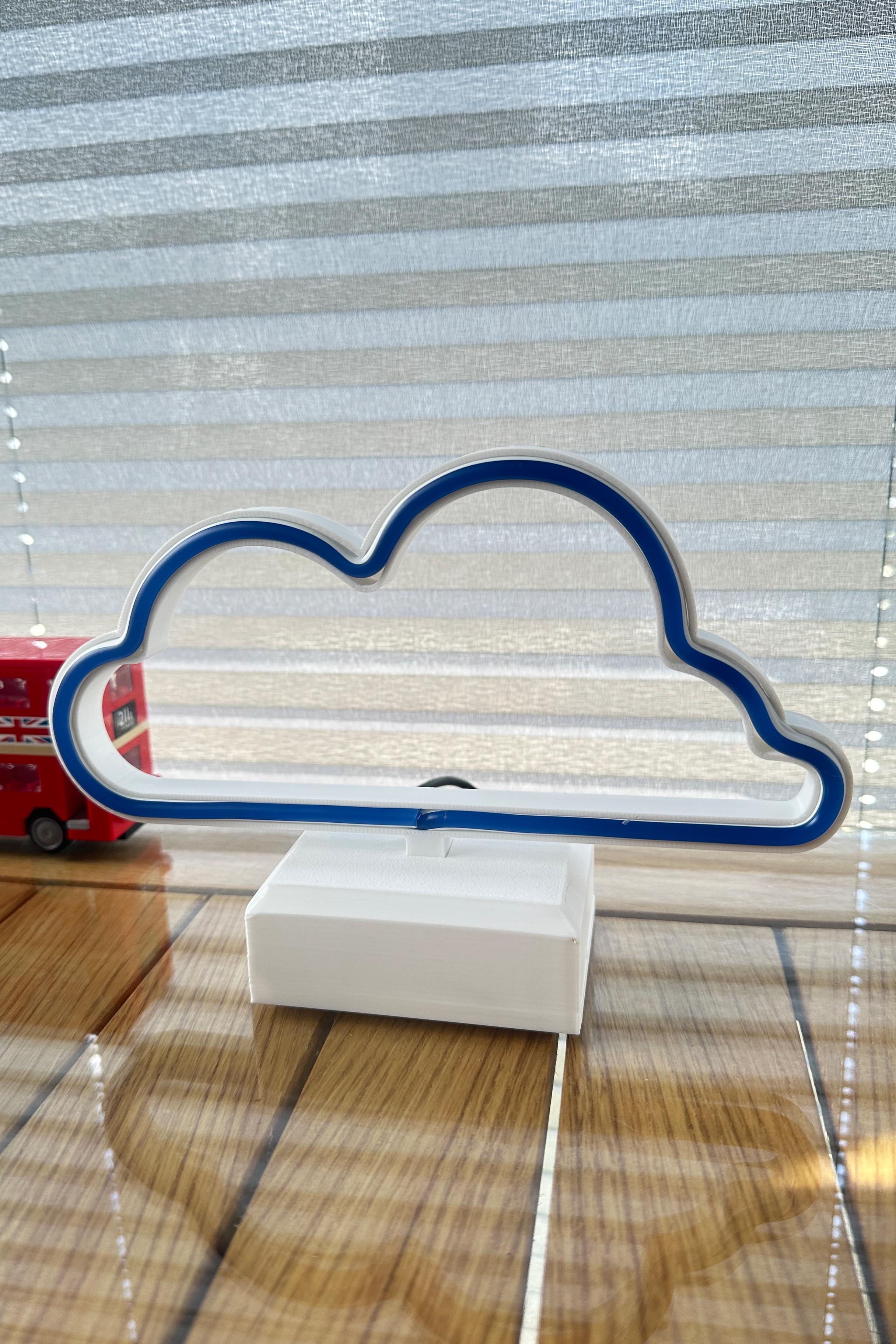 Neon Led Bulut - 20 cm - İster Duvara As, İster Masaüstü - Genç Odası - Adaptör Dahil - Prizli