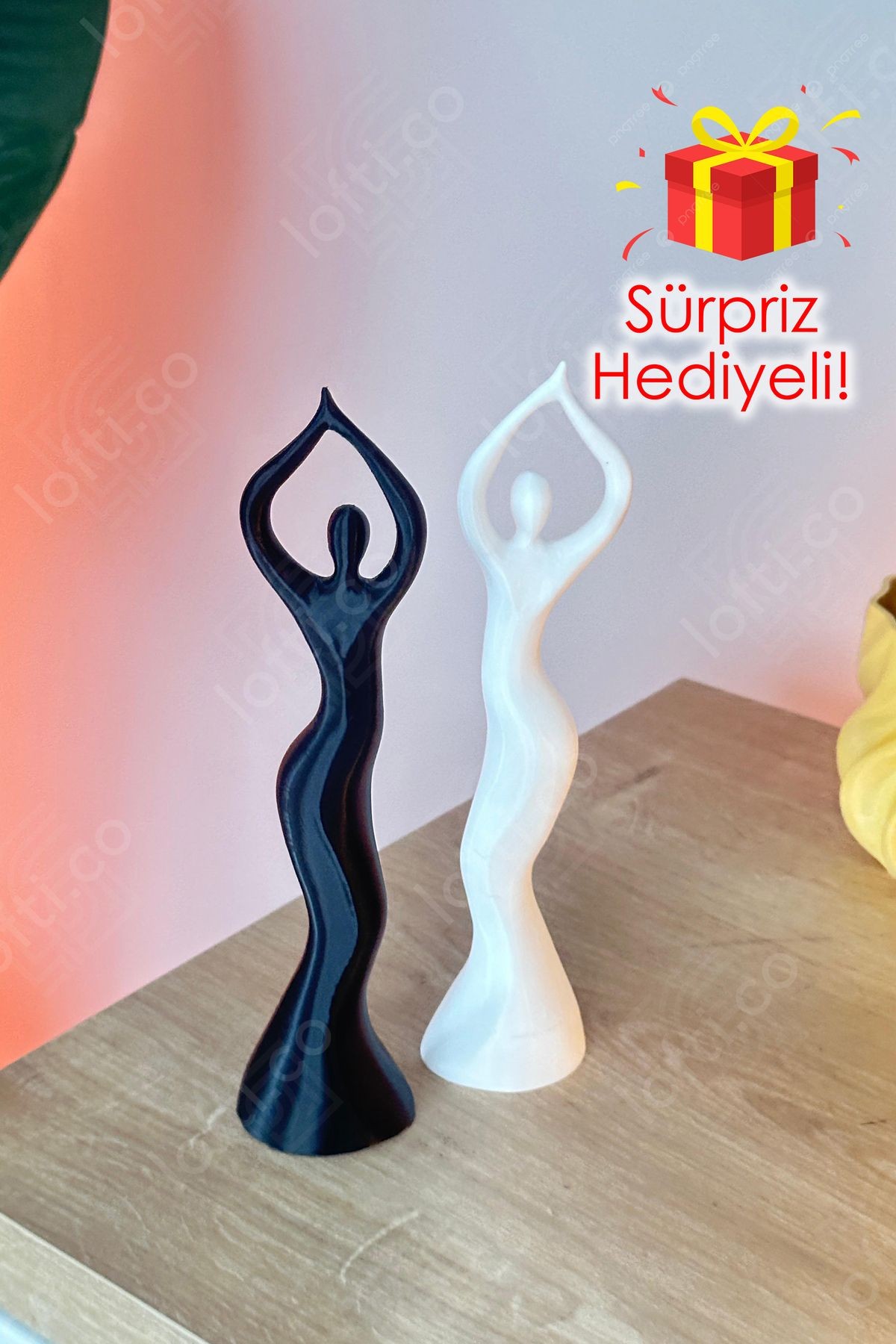 Dans Eden Kadın Figürü 2'li Siyah Beyaz - Dekoratif Obje - Dekoratif Biblo