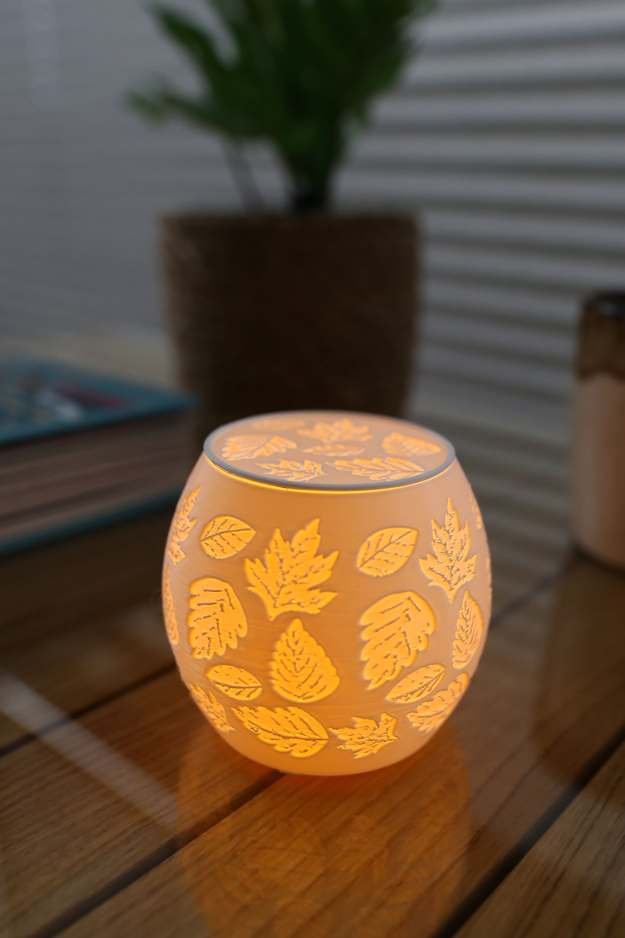 Yaprak Temalı Tealight Mumluk - Oval Dekoratif Tealight Mumluk - Tealight Mum Hediyeli