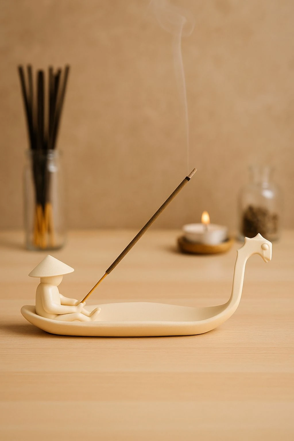 Tütsülük Uzak Doğulu Balıkçı, 27 cm Sade ve Şık Tütsü Tutucu