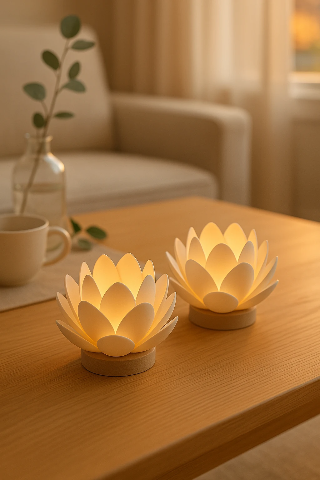 LED Işıklı Lotus Tealight Mumluk | Dekoratif & Şık Ortam Aydınlatması | Ev, Ofis, Hediye