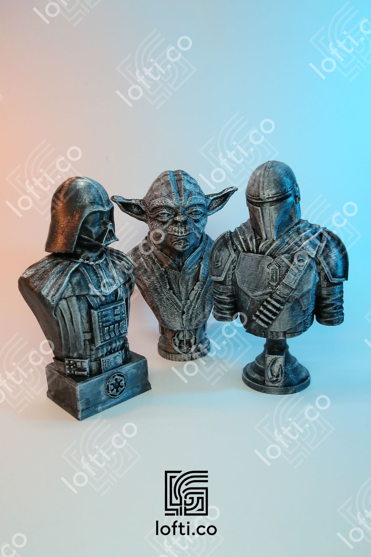 Darth Vader, Master Yoda, Mandalorian Star Wars Figür, Metal Görünümlü Boyalı Plastik Obje 14 cm