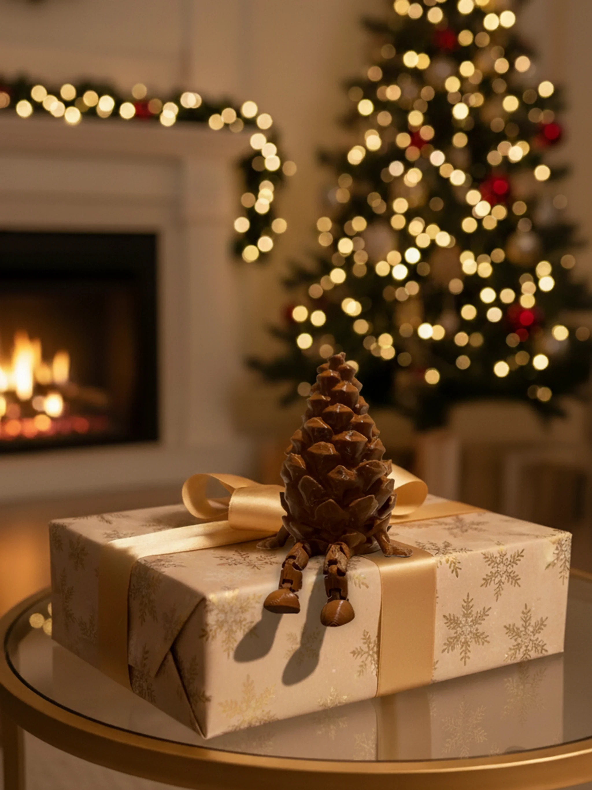 Hareketli Ayaklar 4'lü Yılbaşı Süsleme Seti 2026 - Melek, Yılbaşı Ağacı, Kozalak, Yılbaşı Topu