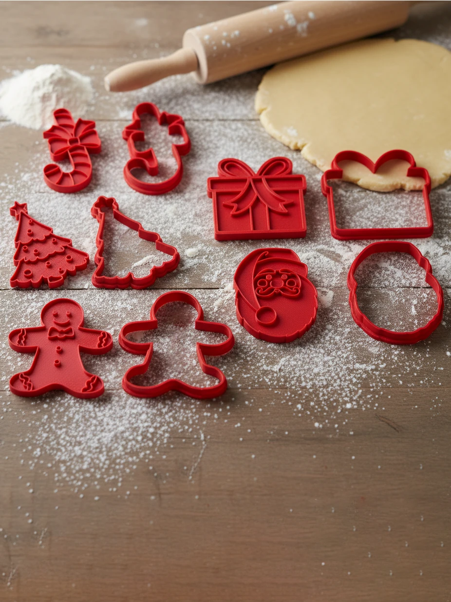 Yılbaşı Temalı Kurabiye Kalıbı Seti – 10 Parça Şekillendirici & Kesici Set 🎅🍪