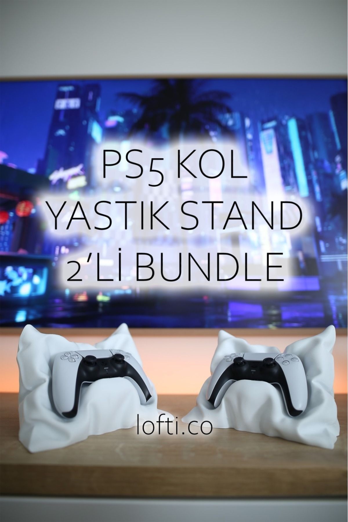 2’li Yastık Kol Tutucu - Dekoratif Joystick Standı Ps4-Ps5 Uyumlu - beyazbeyaz