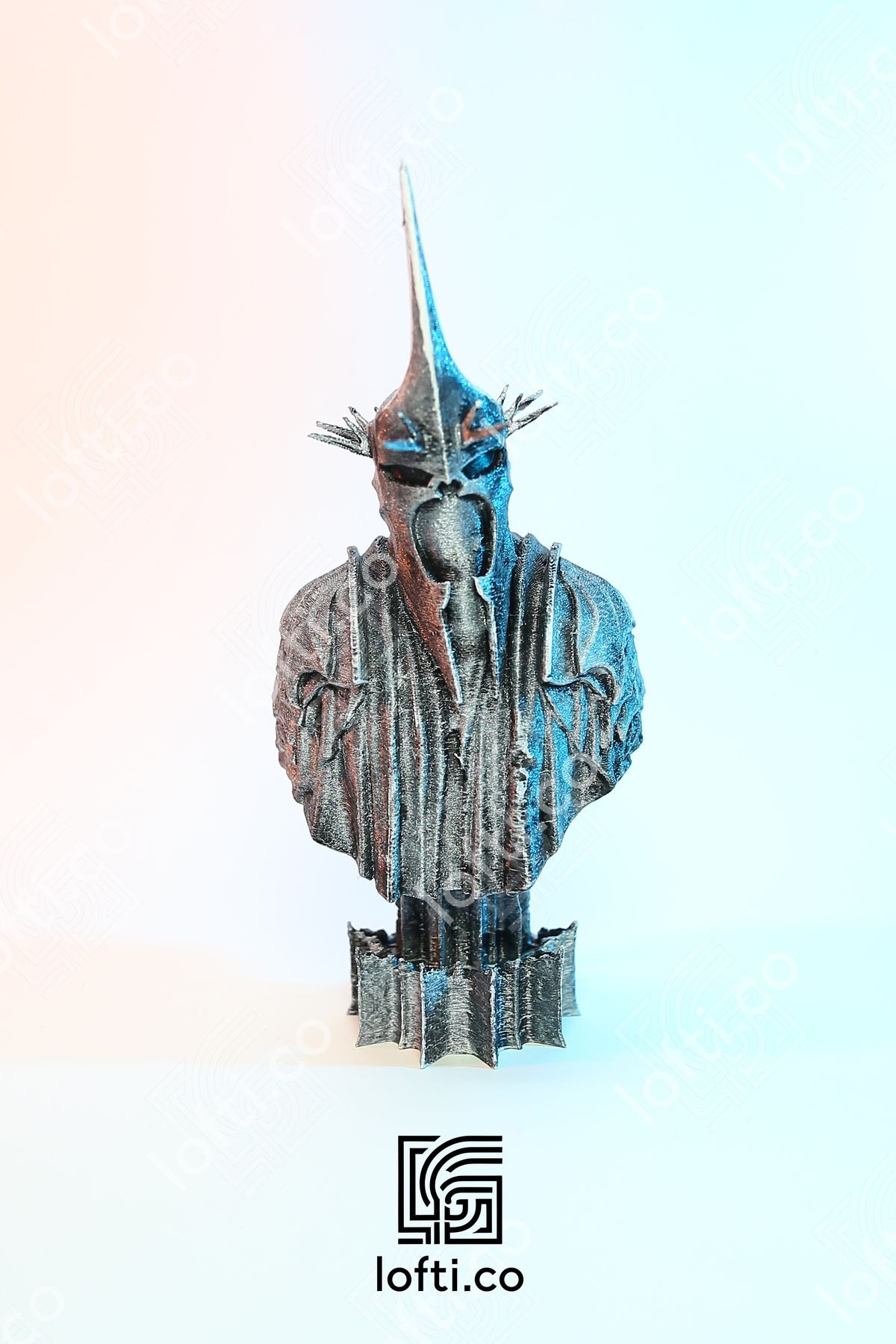 Angmar Büst - Angmar Yüzüklerin Efendisi Heykel Figür - Metal Görünümlü Boyalı Plastik Obje 14 cm