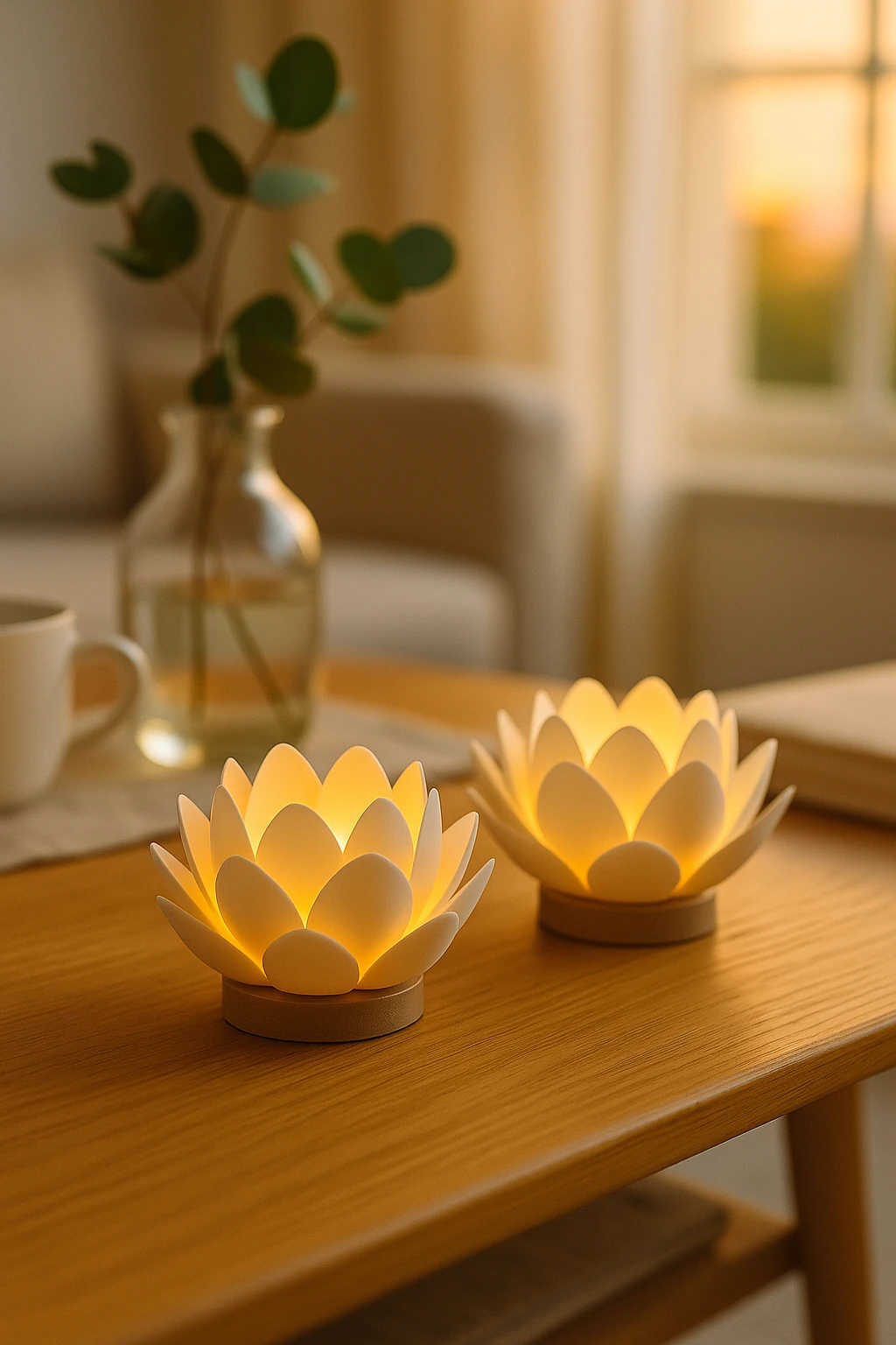 LED Işıklı Lotus Tealight Mumluk | Dekoratif & Şık Ortam Aydınlatması | Ev, Ofis, Hediye