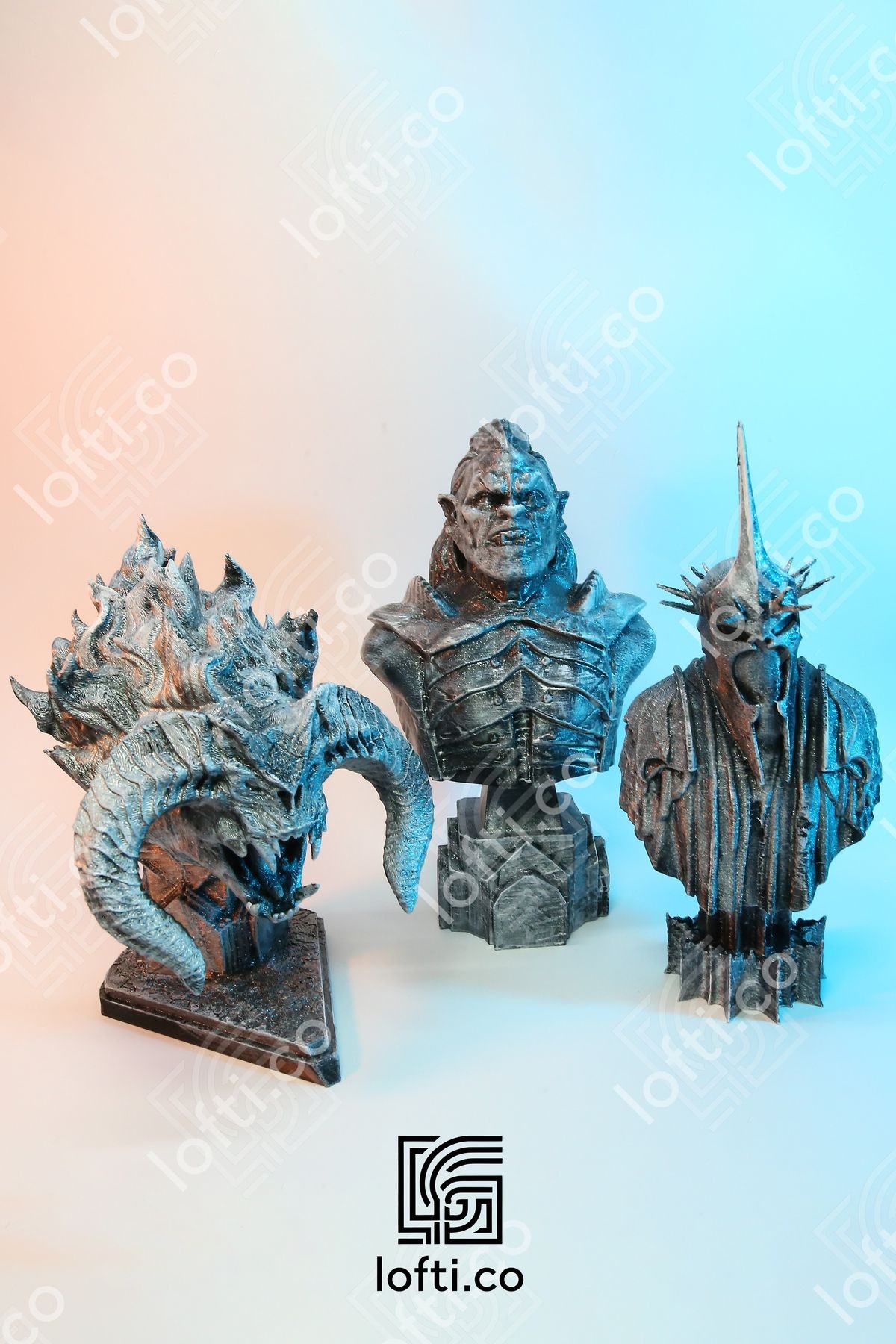 Balrog, Lurtz, Angmar 3'lü Set Yüzüklerin Efendisi Heykel Figür, Metal Boyalı Plastik Obje 14 cm